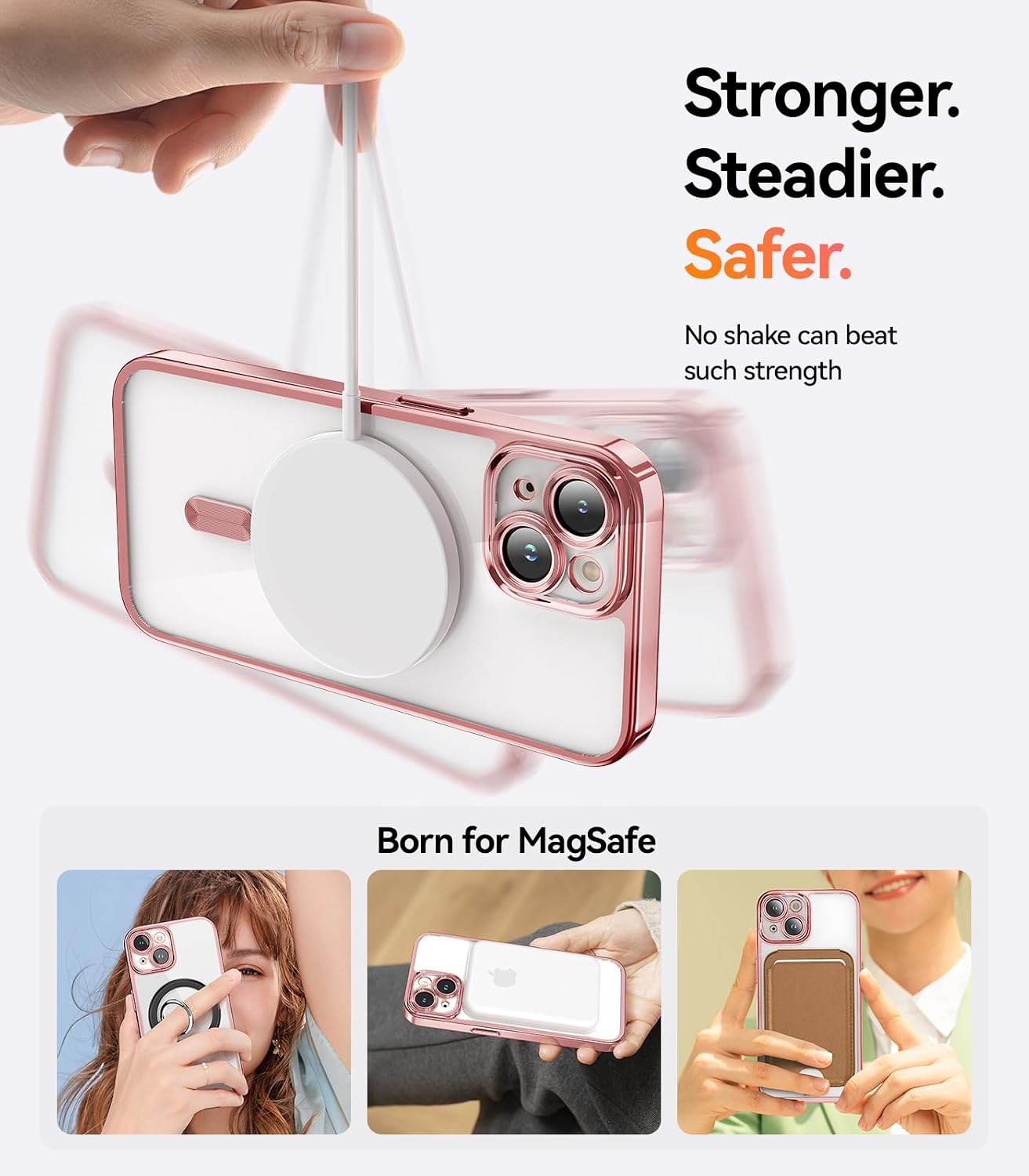 Detalle de Meifigno MFG-IPH15P-RG iPhone 15 Plus Case, MagSafe Compatible, Rose Gold
