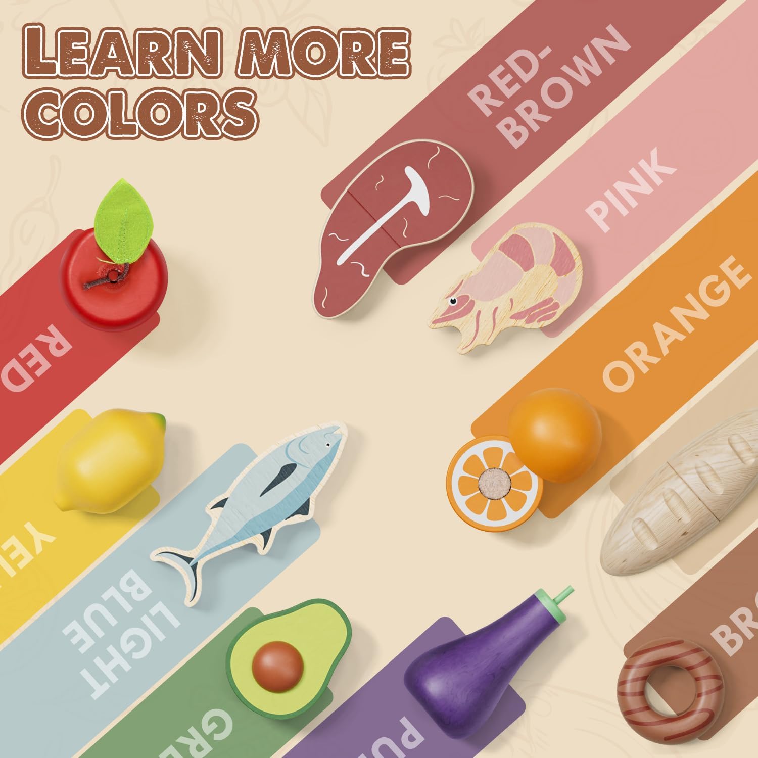 Detalle 2 de Lehoo Castle Wooden Play Food Set for Toddlers ๐