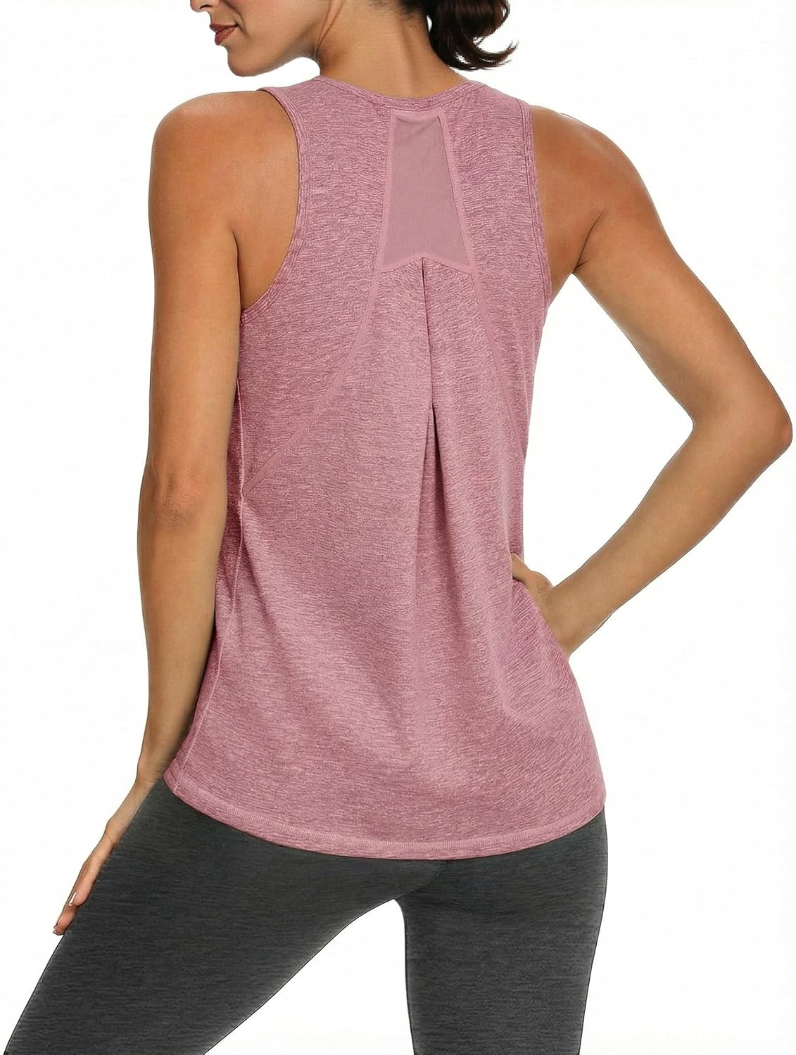 Detalle de Canottiera sportiva Gyabnw da donna senza maniche con inserti in tulle sulla schiena
