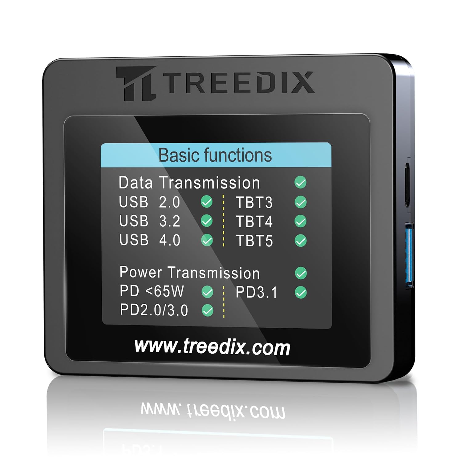 Detalle de Treedix TRX5-0816 USBケーブルテスター 2.4インチ画面・eMarker読み取り・PD検出
