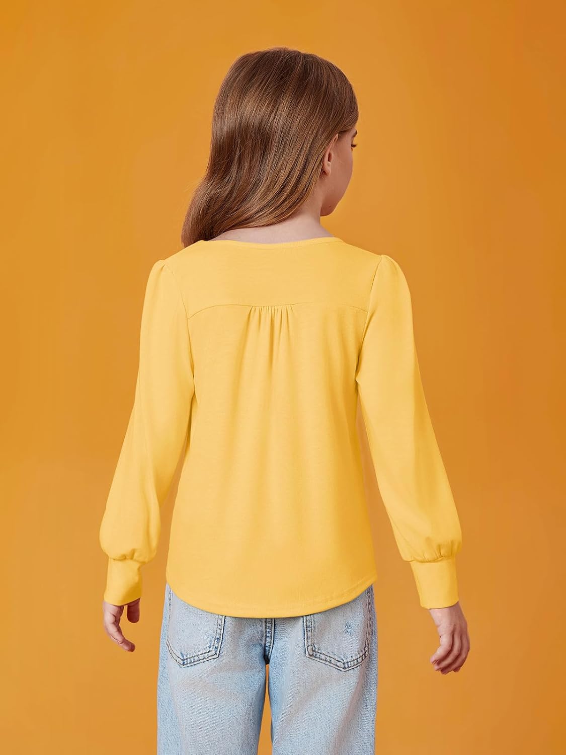Thumbnail 4 de Haloumoning T-shirt met lange mouwen voor meisjes, ronde hals en pofmouwen