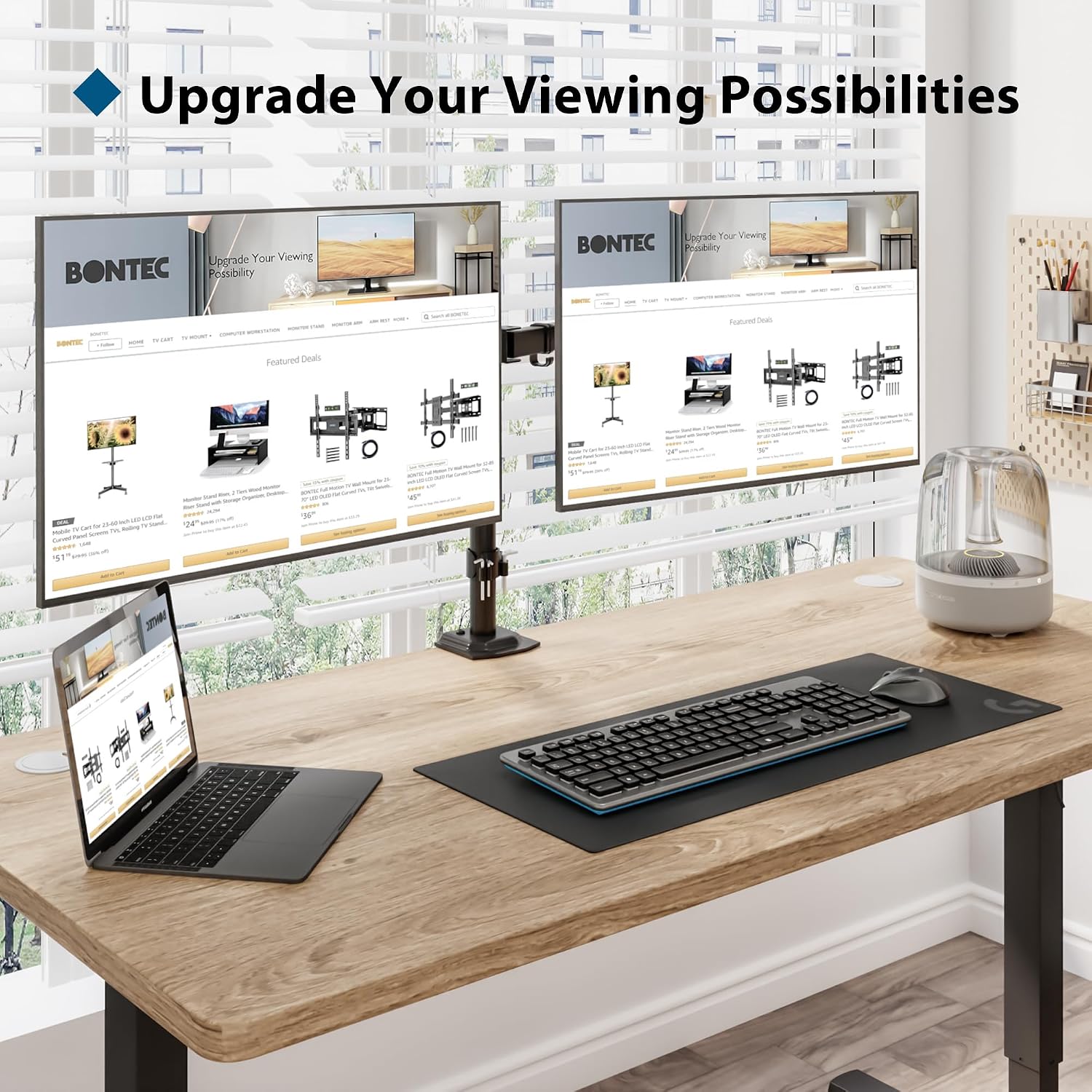 Thumbnail 6 de BONTEC Monitor Halterung 2 Monitore 13-27 Zoll