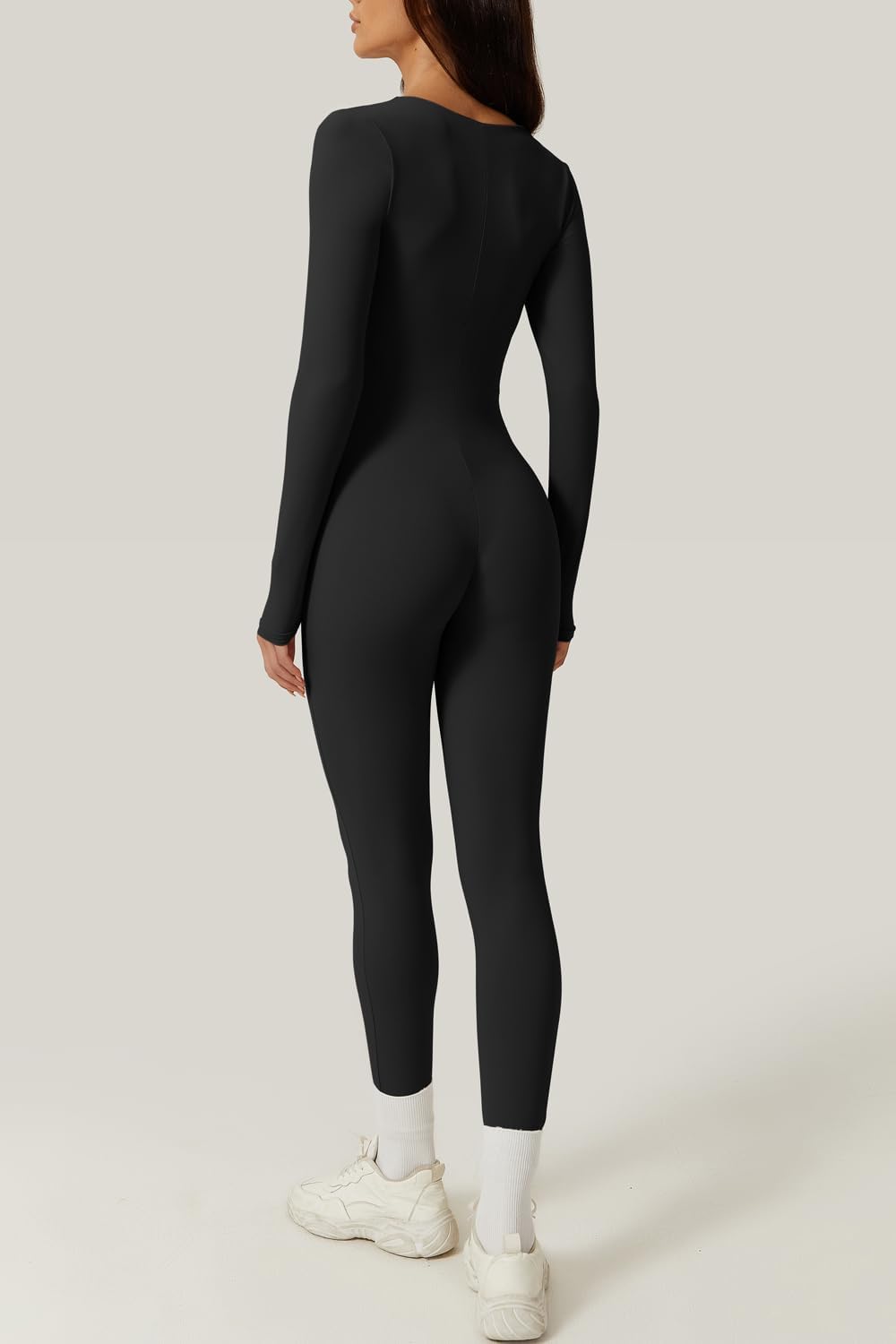 Thumbnail 4 de QINSEN Womens Square Neck Long Sleeve Jumpsuit