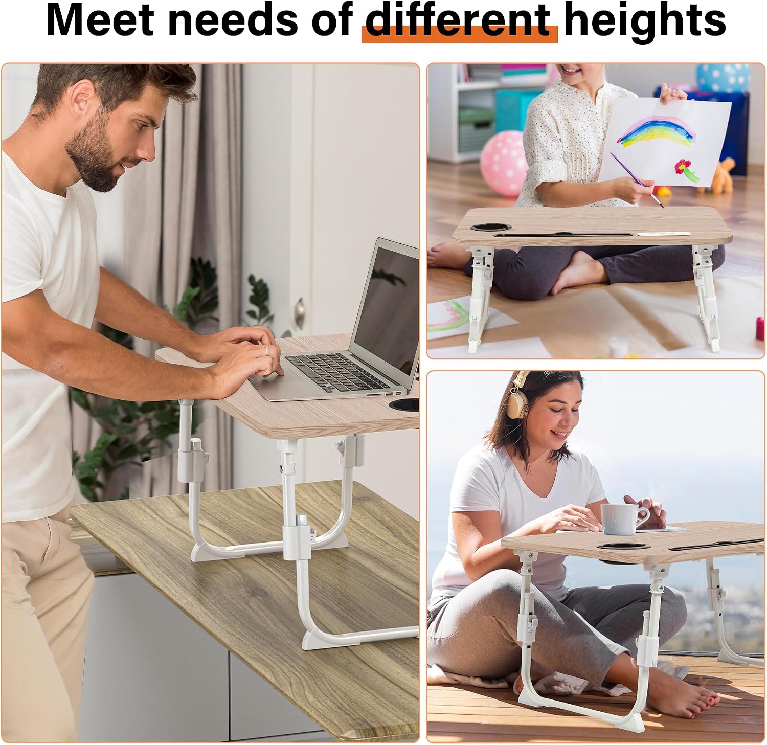 Thumbnail 5 de DECOSIS Adjustable Lap Desk for Bed, 17-Inch Laptop Fit, USB Ports, Glacier