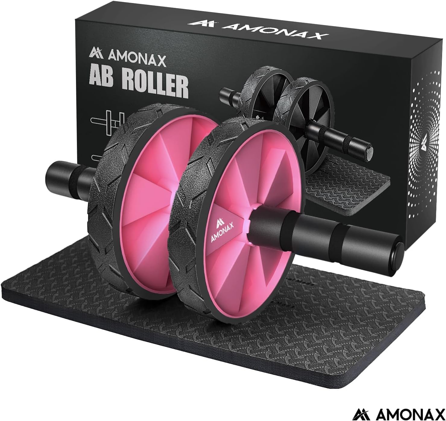 Detalle de Amonax Convertible Ab Wheel Roller with Large Knee Mat – Dual Wheel Core Trainer for Home or Gym