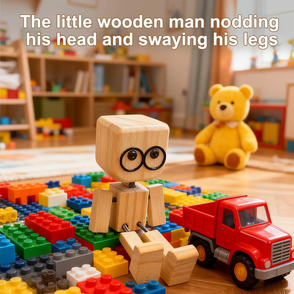Thumbnail 4 de Vicloon Rocking Wooden Figurine with 12 Expressions, Hand-Polished