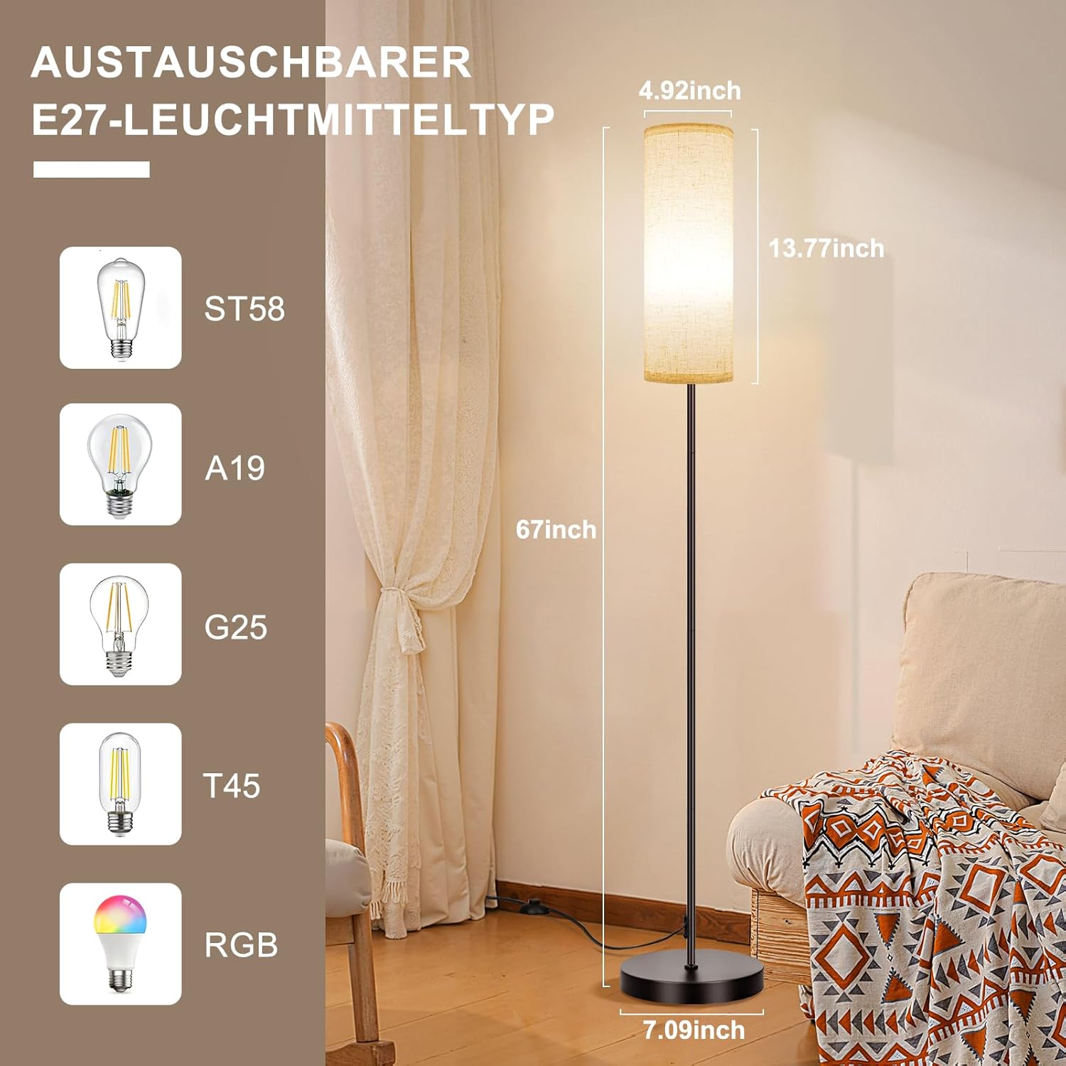 Thumbnail 3 de FRIDEKO HOME Stehlampe Modern 170 cm