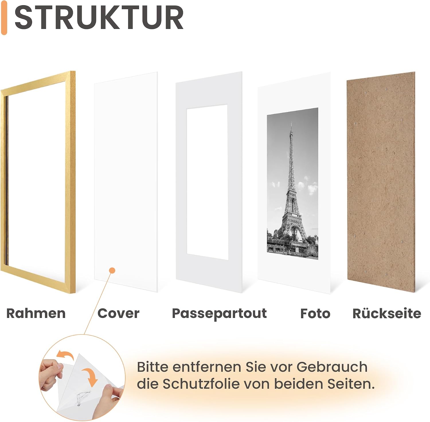 Thumbnail 3 de upsimples 3er-Pack Bilderrahmen 30x40 cm, Gold – zeitloser Rahmen für Fotos, Poster und Kunst