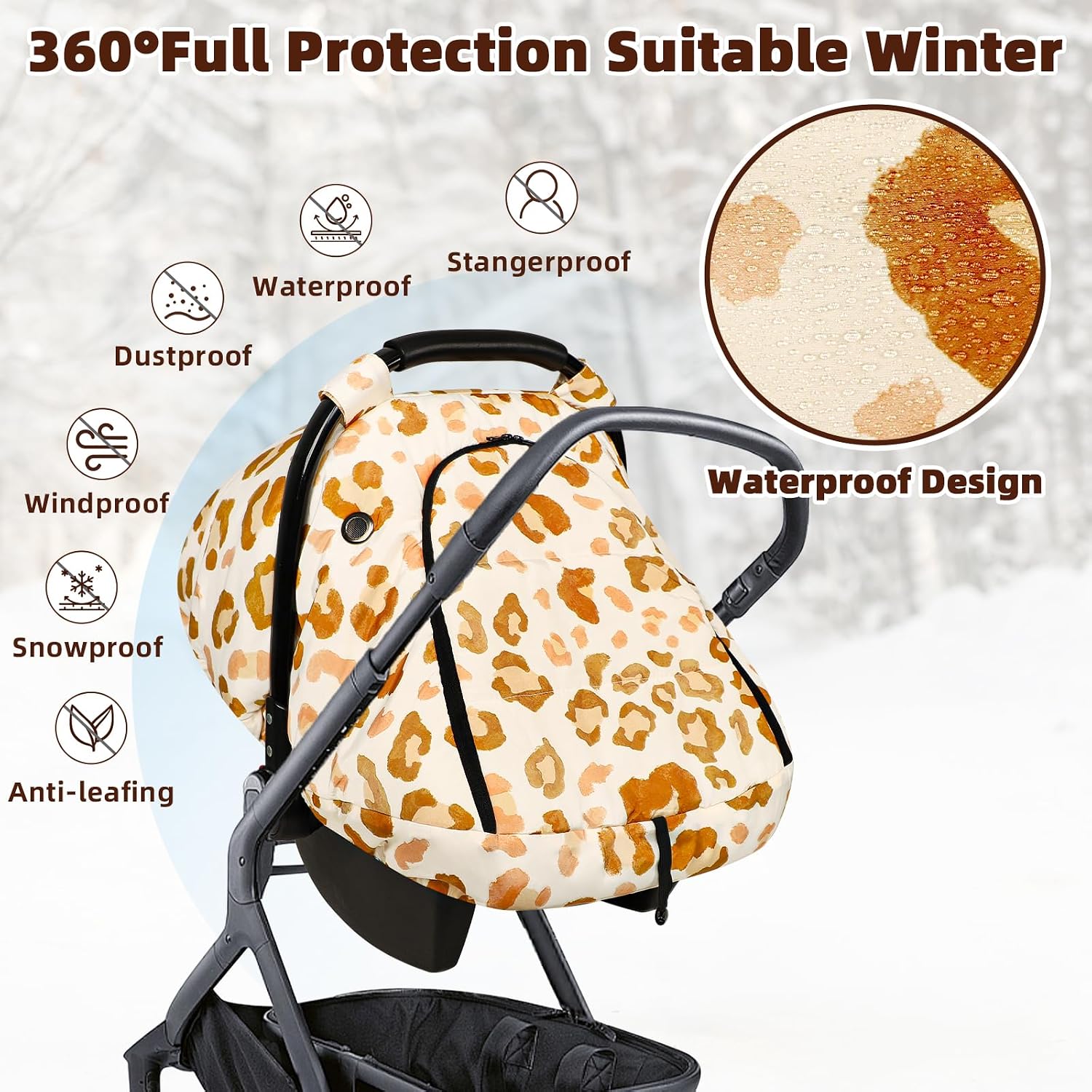 Thumbnail 5 de GFU Warm Infant Car Seat Cover, Black Star Waterproof Cold-Weather Canopy