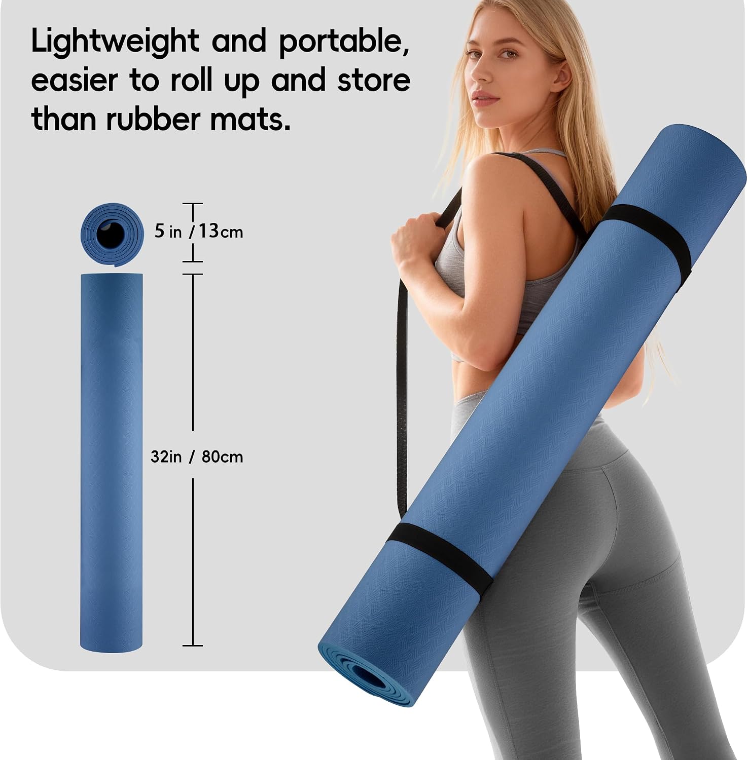 Detalle de Wimwum Extra Wide Yoga Mat, 72" x 32", 6mm TPE, Double-Sided Grip