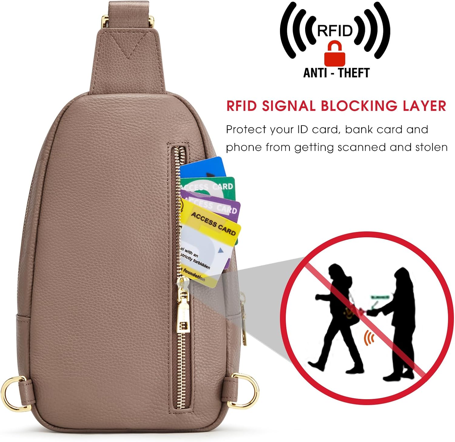 Thumbnail 4 de Kattee Borsa a tracolla da donna in pelle con blocco RFID – compatta e chic