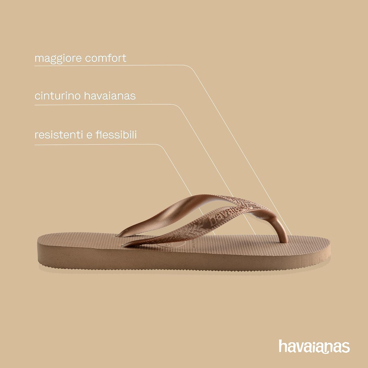 Detalle de Havaianas Top Tiras (Mini Me) infradito in gomma antiscivolo resistenti all’acqua per bambine e ragazze