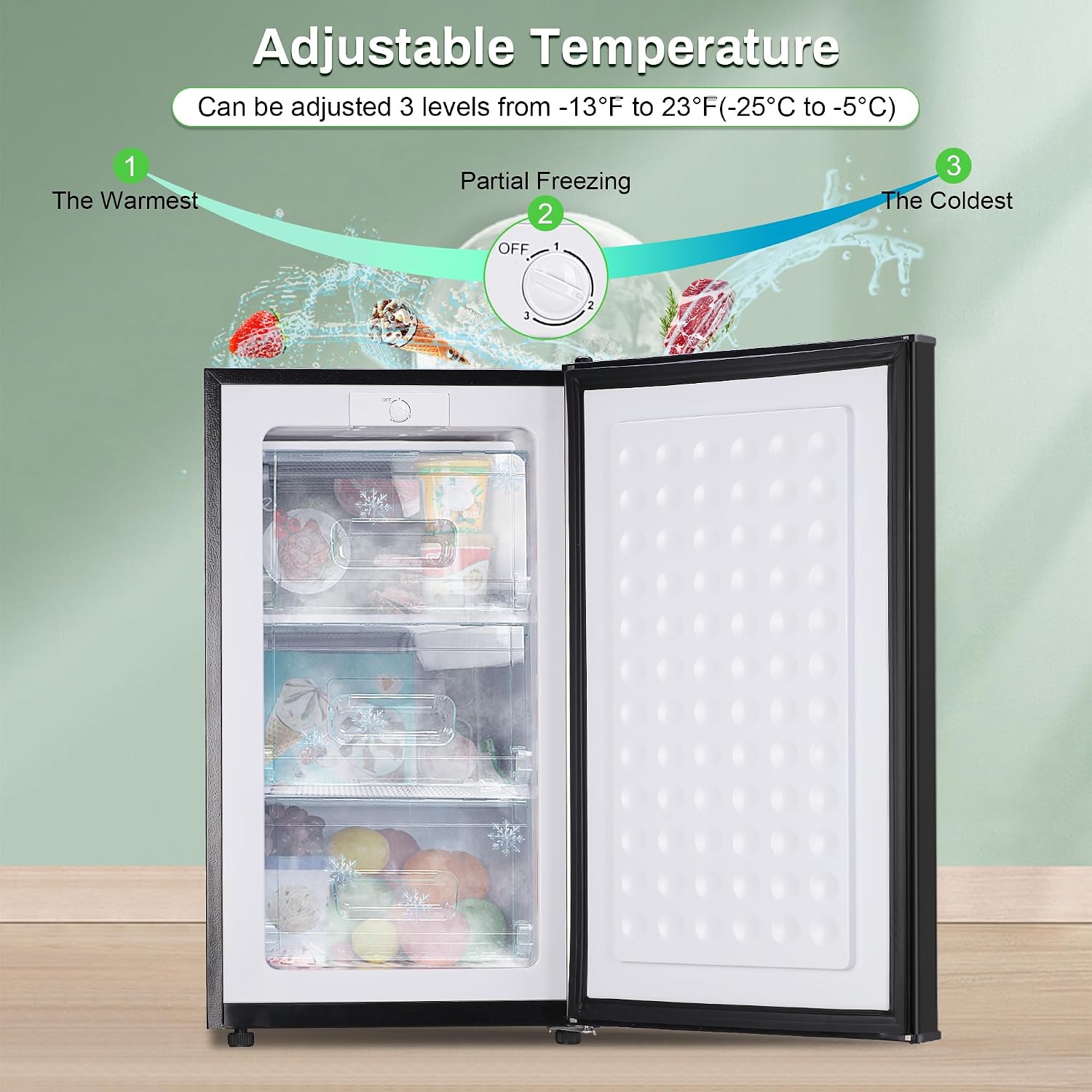 Detalle de Maine BD-80U-B-X03 3.6 Cu. Ft. Upright Freezer, Reversible Door