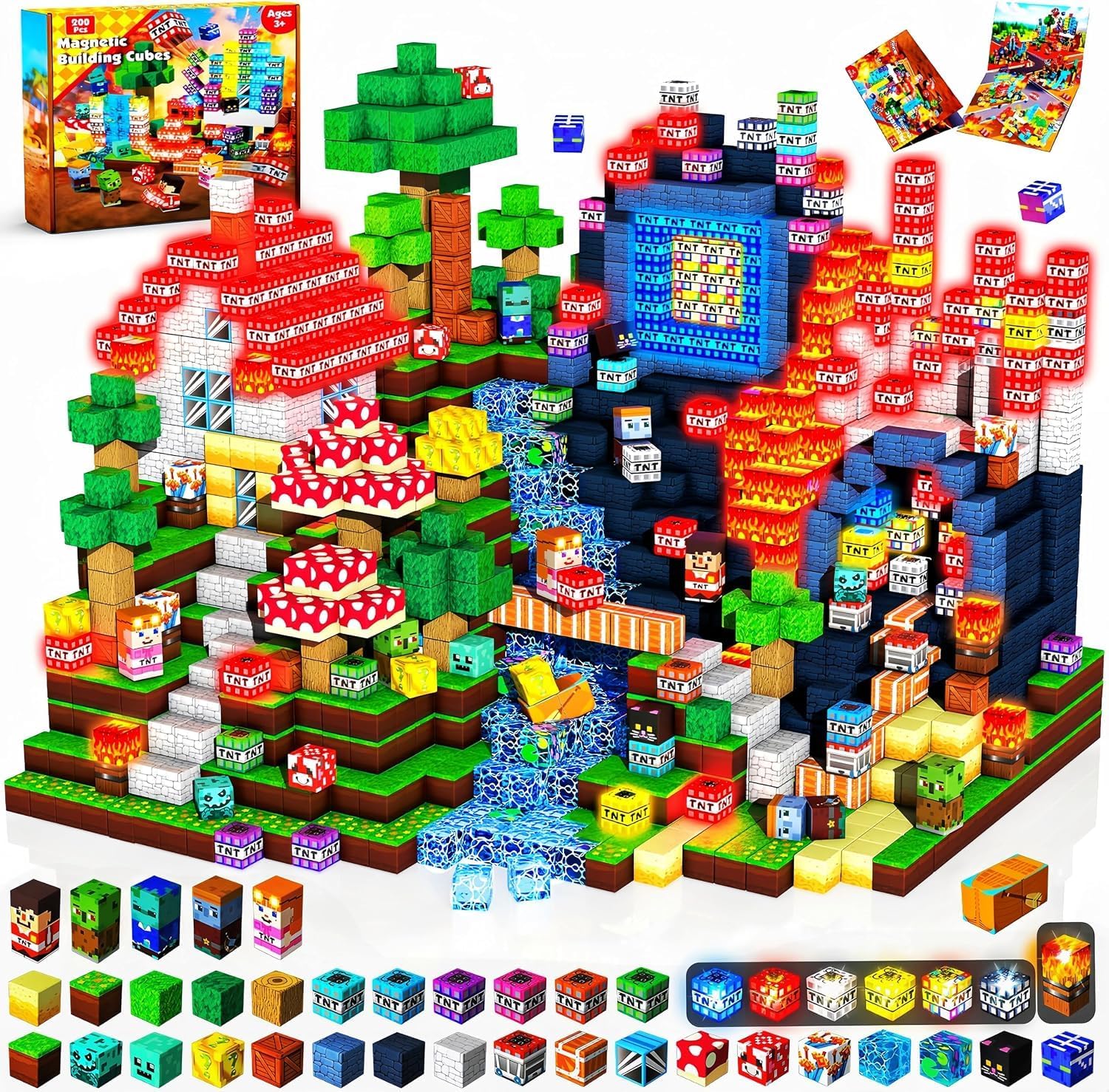 Imagen de Magnetopia Magnetic Building Blocks - 200PCS Colour Burst Flashing Cubes en OfertitasTOP