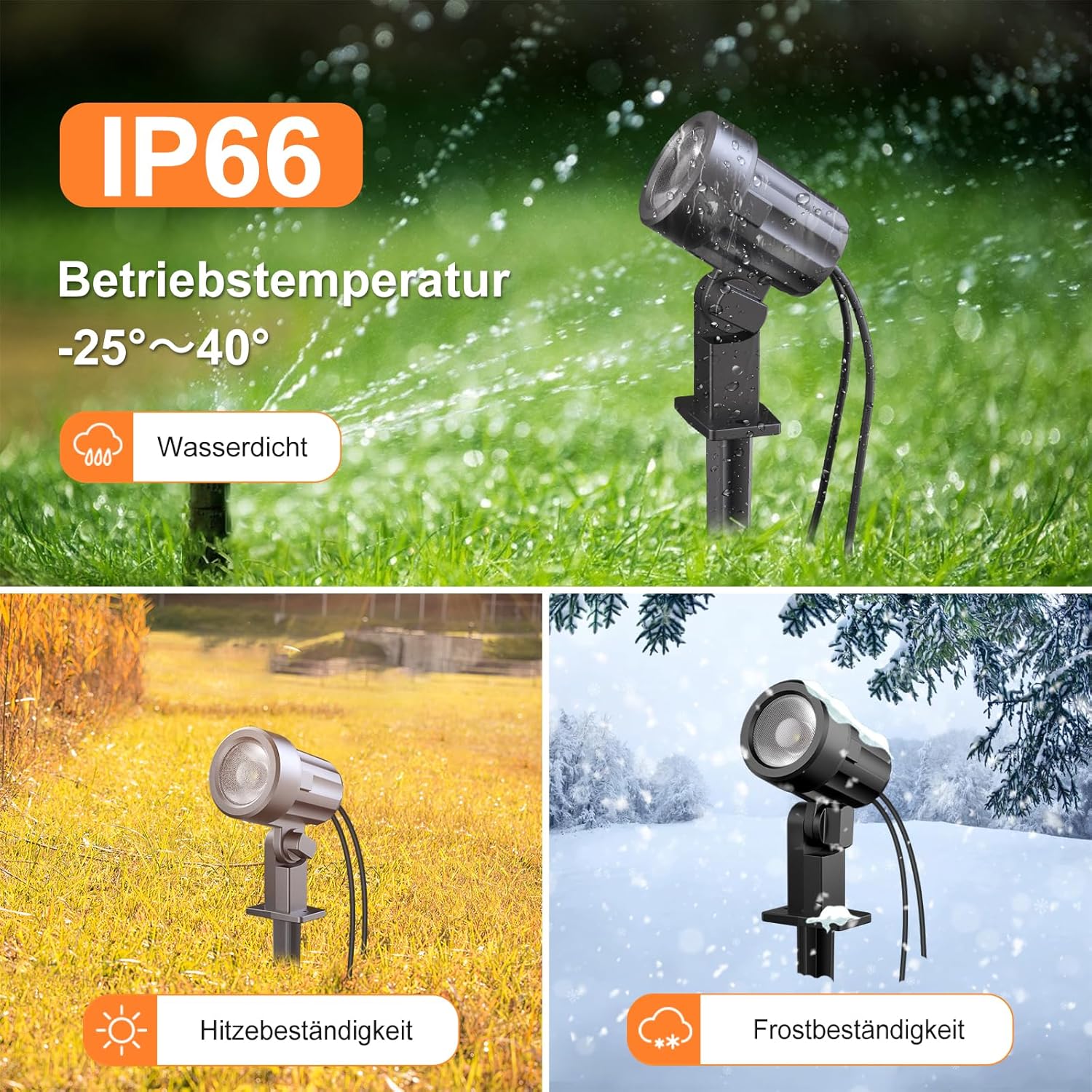 Thumbnail 4 de MEIKEE Solar Strahler 2er-Set 2700K Warmweiß mit Erdspieß, IP66