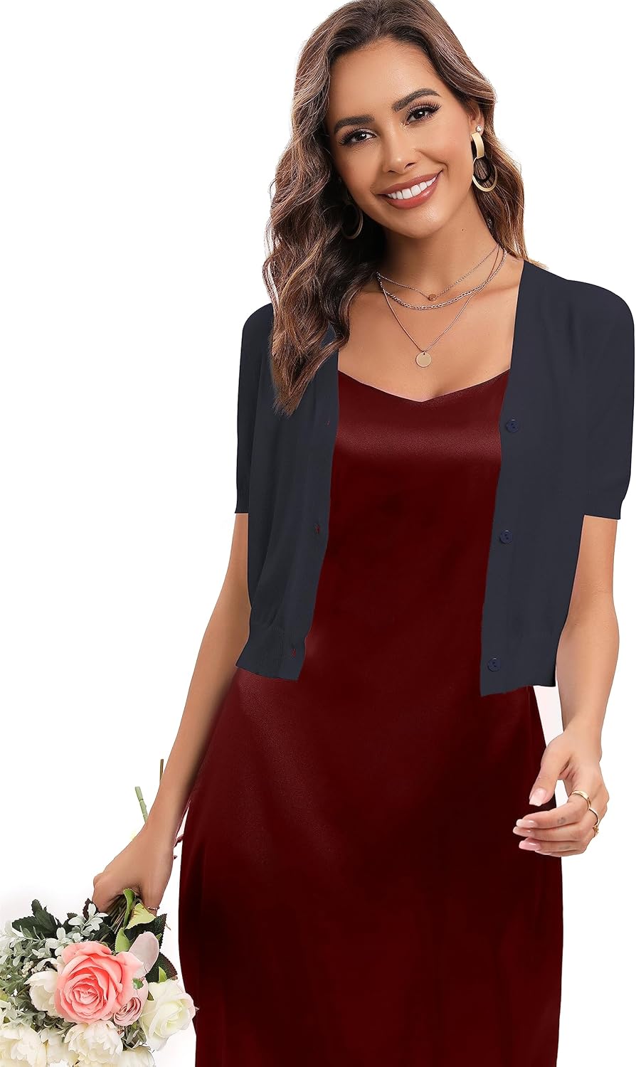 Thumbnail 1 de Yukiuiny Damen Bolero Elegant Festlich Langarm – Feinstrickjacke zum Kleid