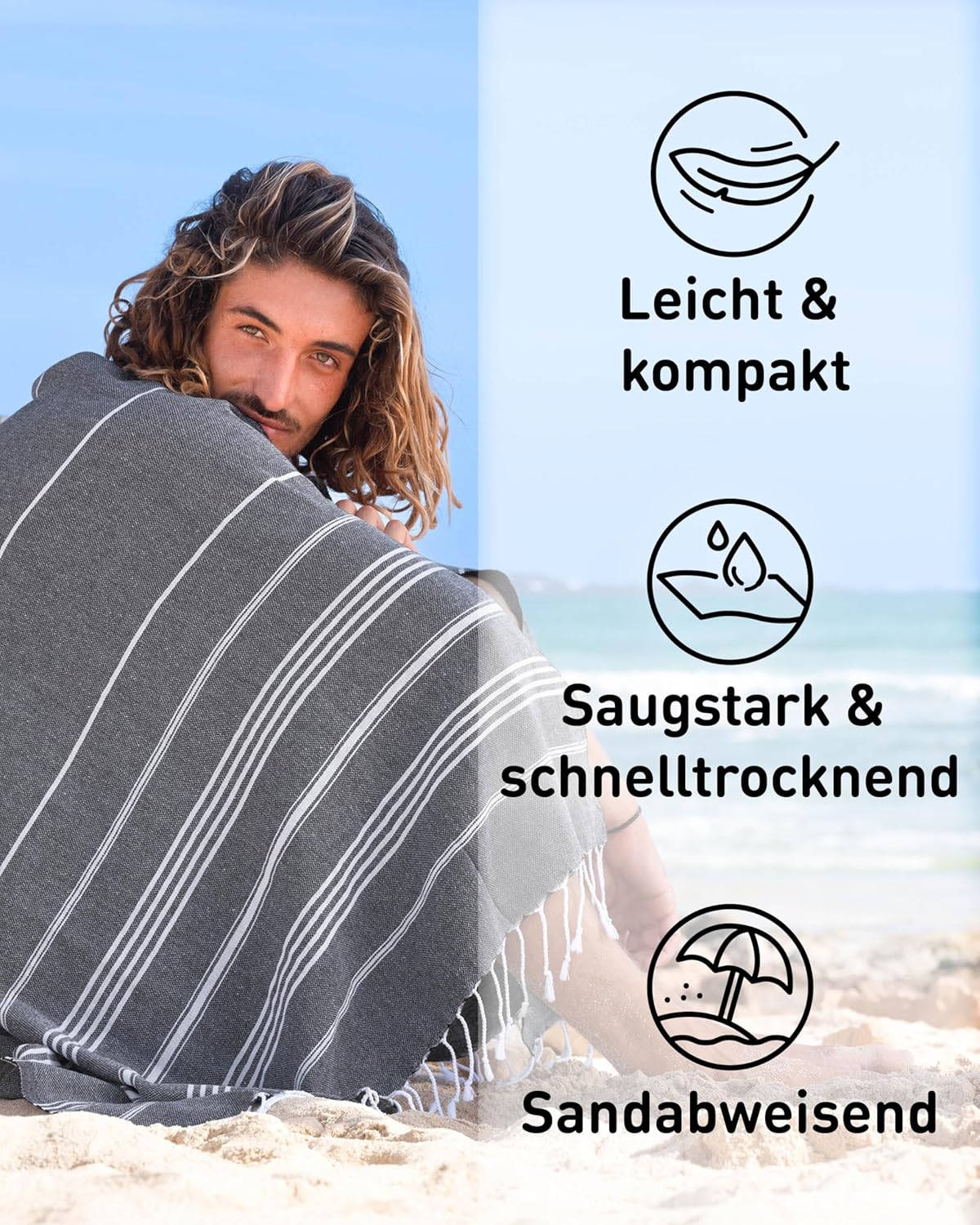Thumbnail 5 de Hamamtuch 100x200 cm aus Baumwolle