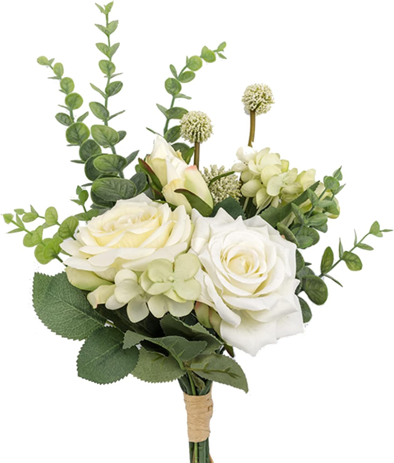 Detalle de YELIKIT YKAM9551 kunstboeket met witte rozen, hyacinten en hortensia’s
