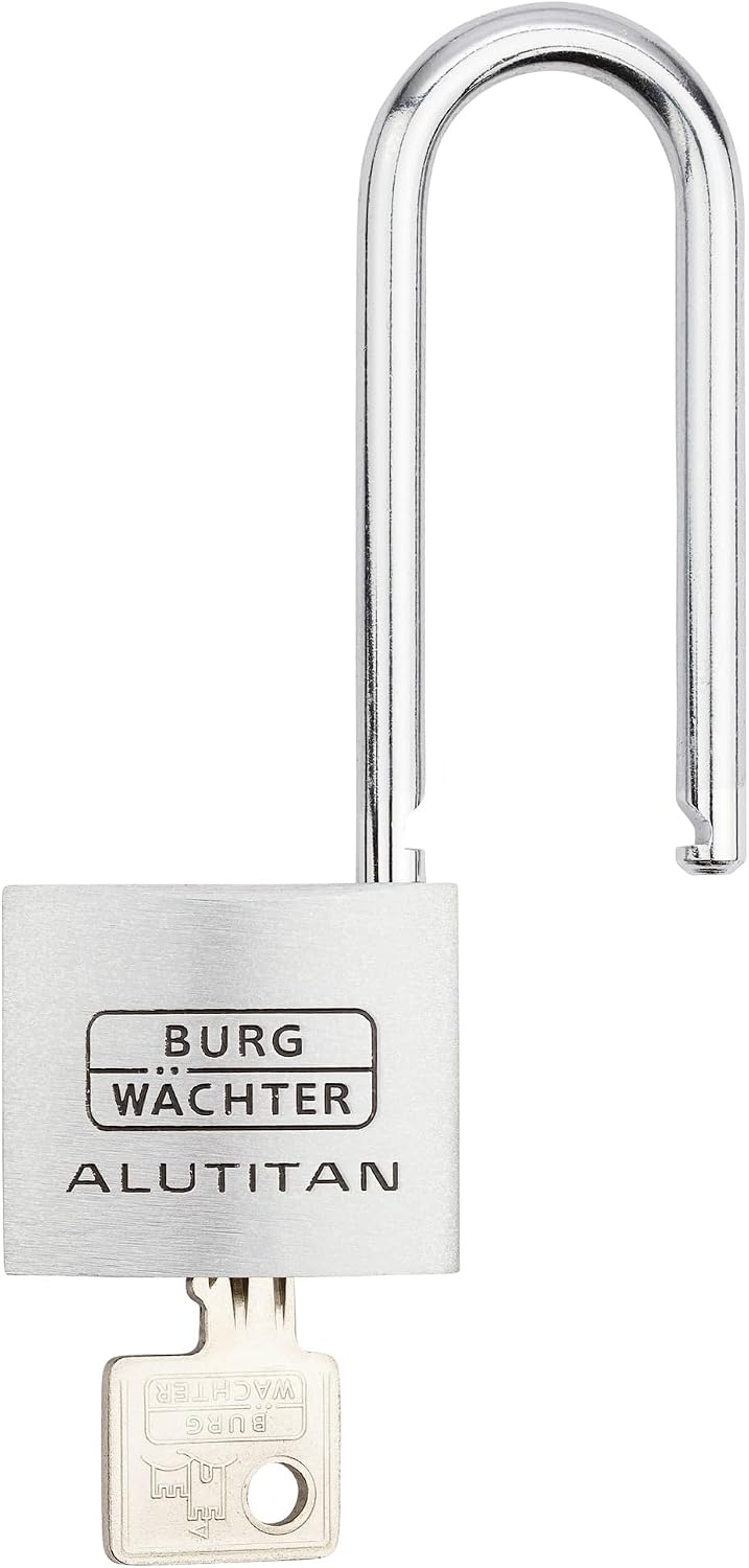 Detalle de BURG-WÄCHTER Vorhangschloss Alutitan 770 HB 40 65 SB – robustes Aluminiumschloss für hohe Sicherheit
