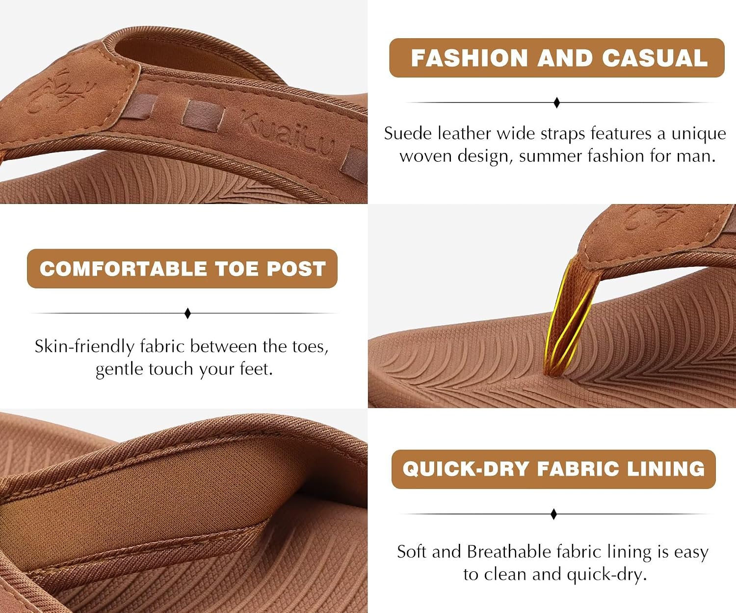 Thumbnail 6 de KuaiLu Men's Sport Flip Flops with Orthotic Arch Support