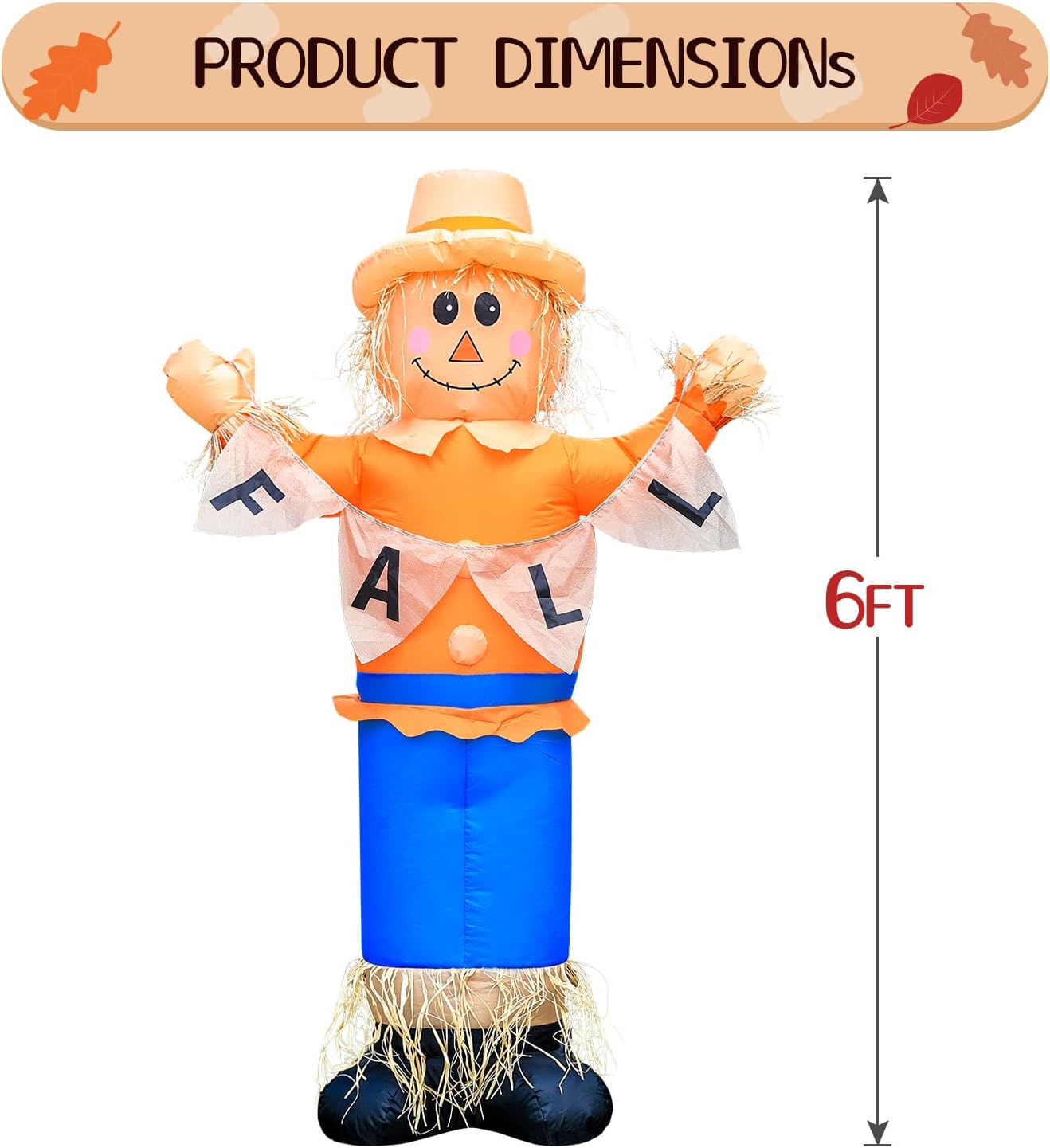 Detalle de Inflatable Thanksgiving Scarecrow Decoration, 6 ft