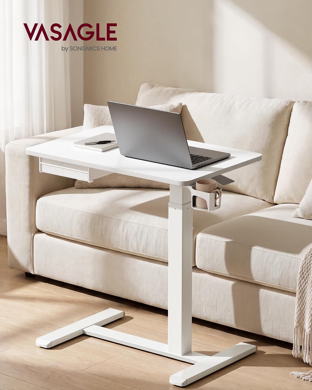Detalle 2 de VASAGLE Balok Collection LSD610WZ01 Overbed Table with Drawer, Adjustable Height