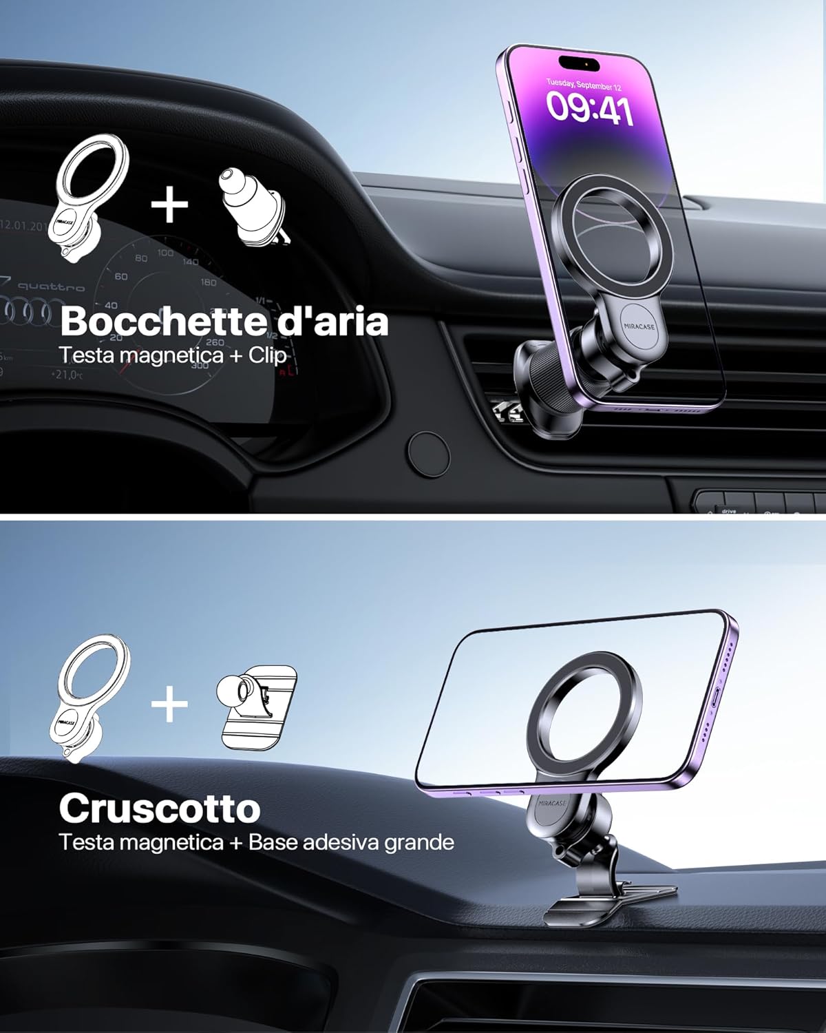 Thumbnail 1 de Miracase Porta cellulare auto magnetico con MagSafe