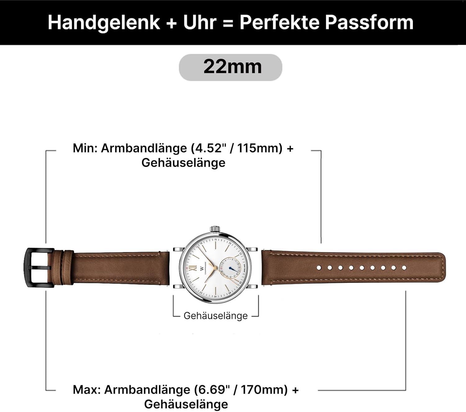 Thumbnail 4 de Fullmosa 22mm Uhrenarmband Leder dunkelbraun