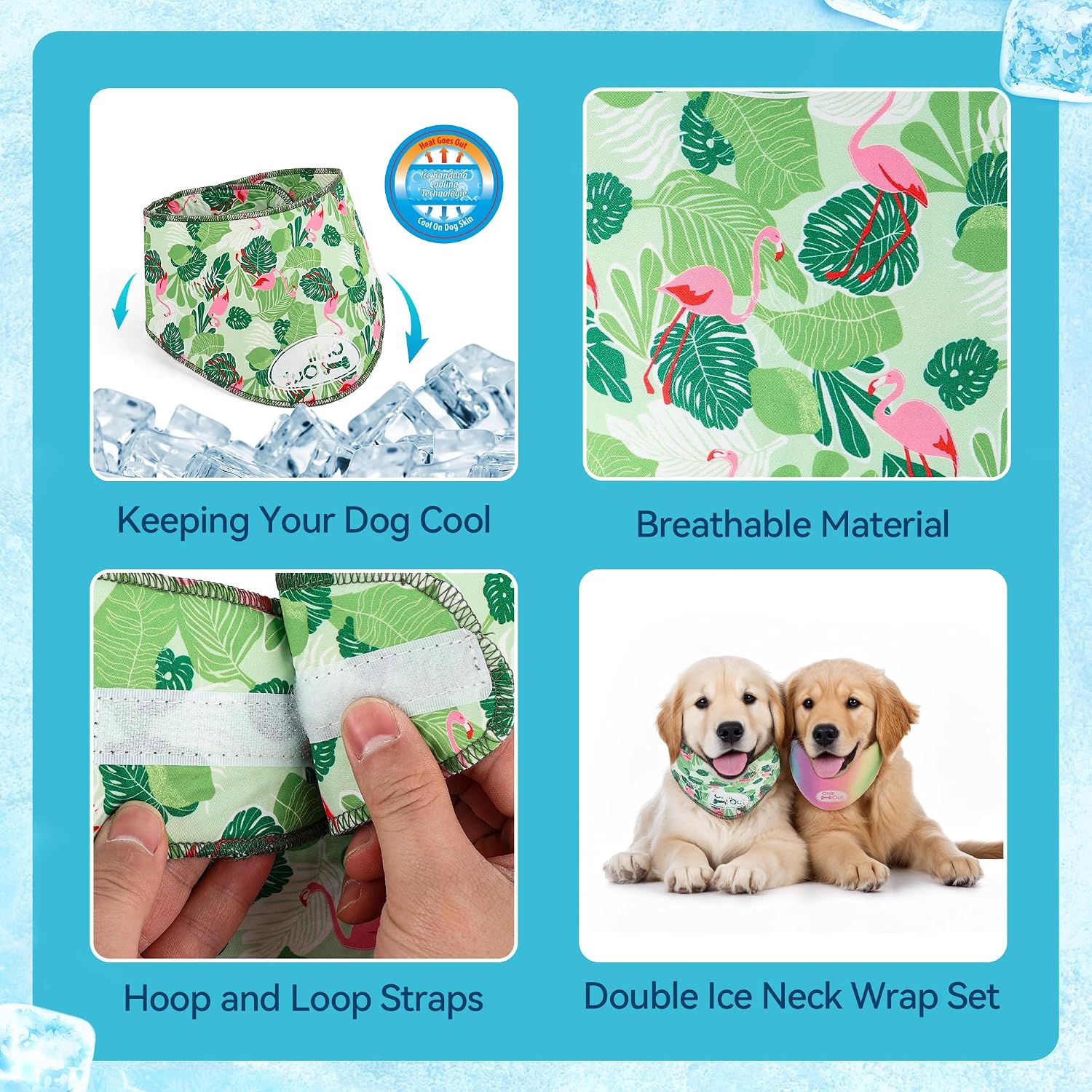 Thumbnail 6 de ALL FOR PAWS Chill Out 2PCS Dog Ice Bandana (Medium) – Instant Cooling Neck Wrap for Dogs