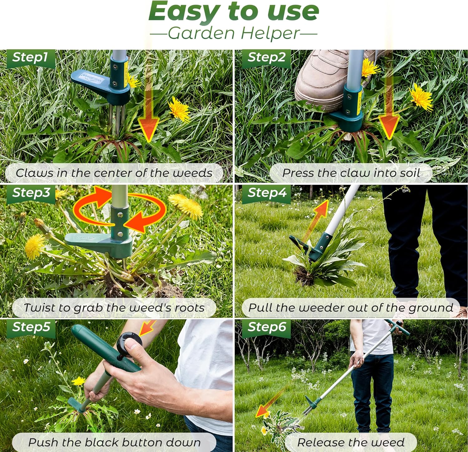 Detalle de Walensee Weed Puller stand-up weeder with 3 claws and long handle