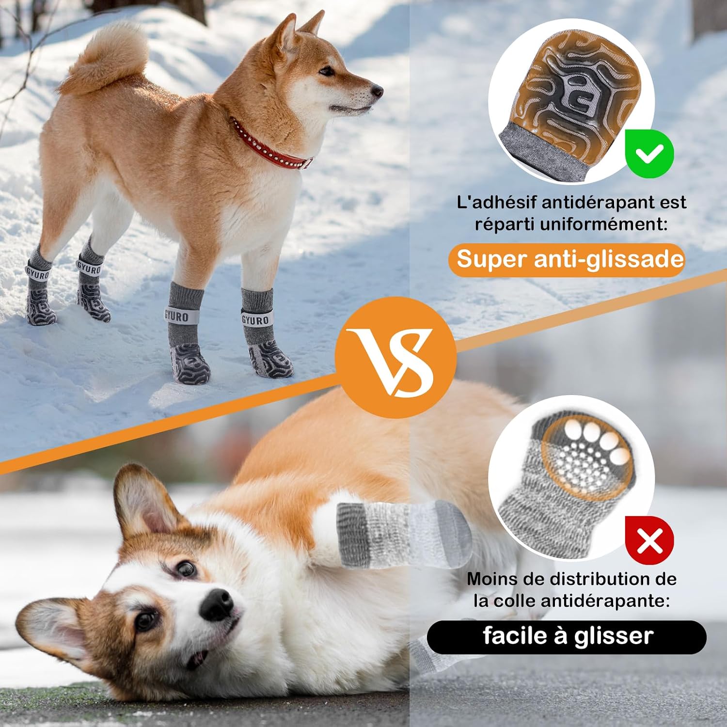 Detalle 1 de GYURO 2 Paar rutschfeste Hundesocken