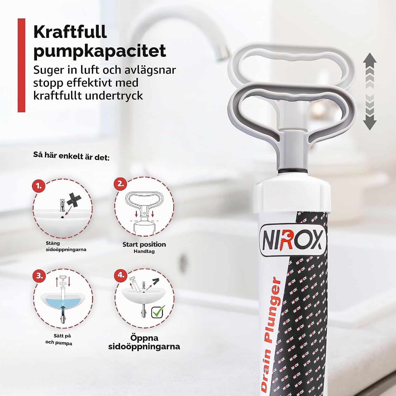 Detalle 1 de Nirox Suglocka avloppsrensare med högt tryck och två gummifästen