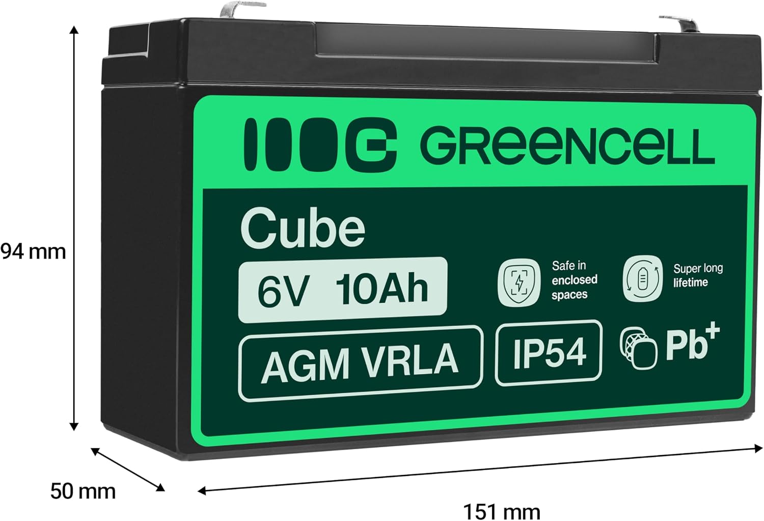 Detalle de Green Cell Batteria AGM 6V 10Ah: affidabile, sigillata e senza manutenzione per UPS, allarmi e impianti solari