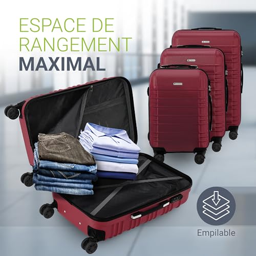 Detalle 2 de Juskys Set valises rigides 3 pièces – Voyage en toute sérénité avec roues 360°, serrure à code et poignée télescopique