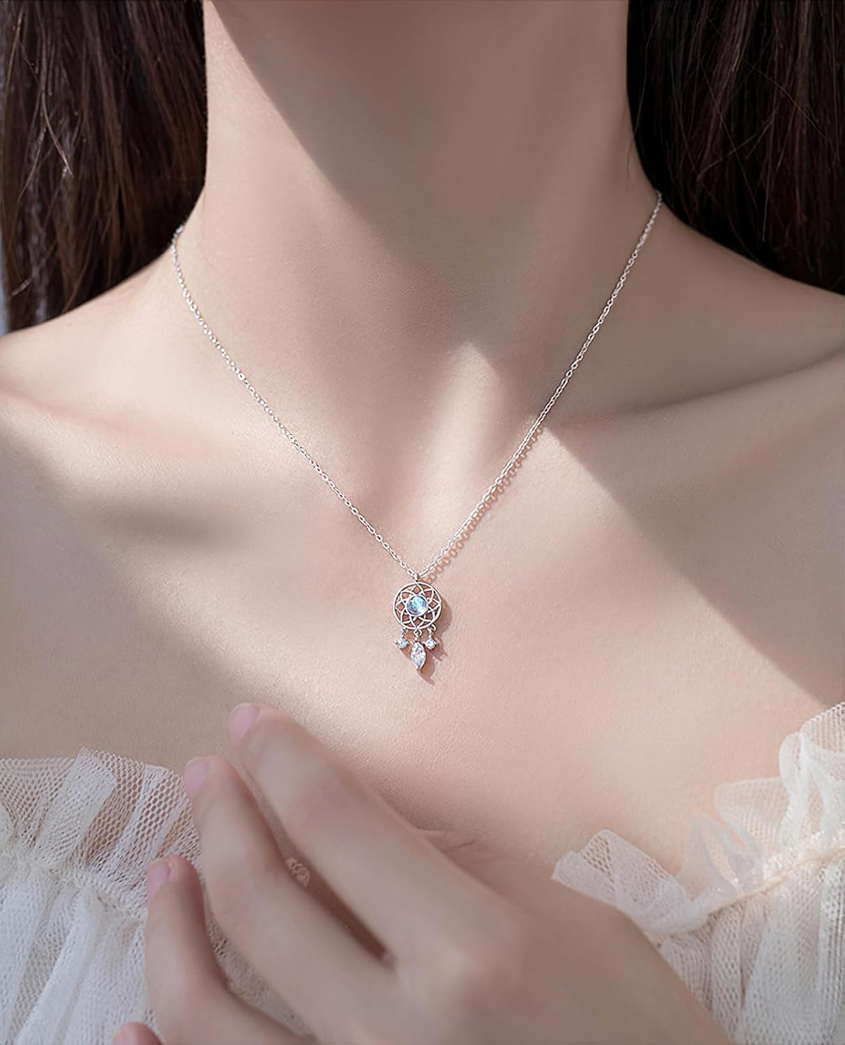 Detalle 2 de ZLLkeji Sterling Silber Damen Halskette 925