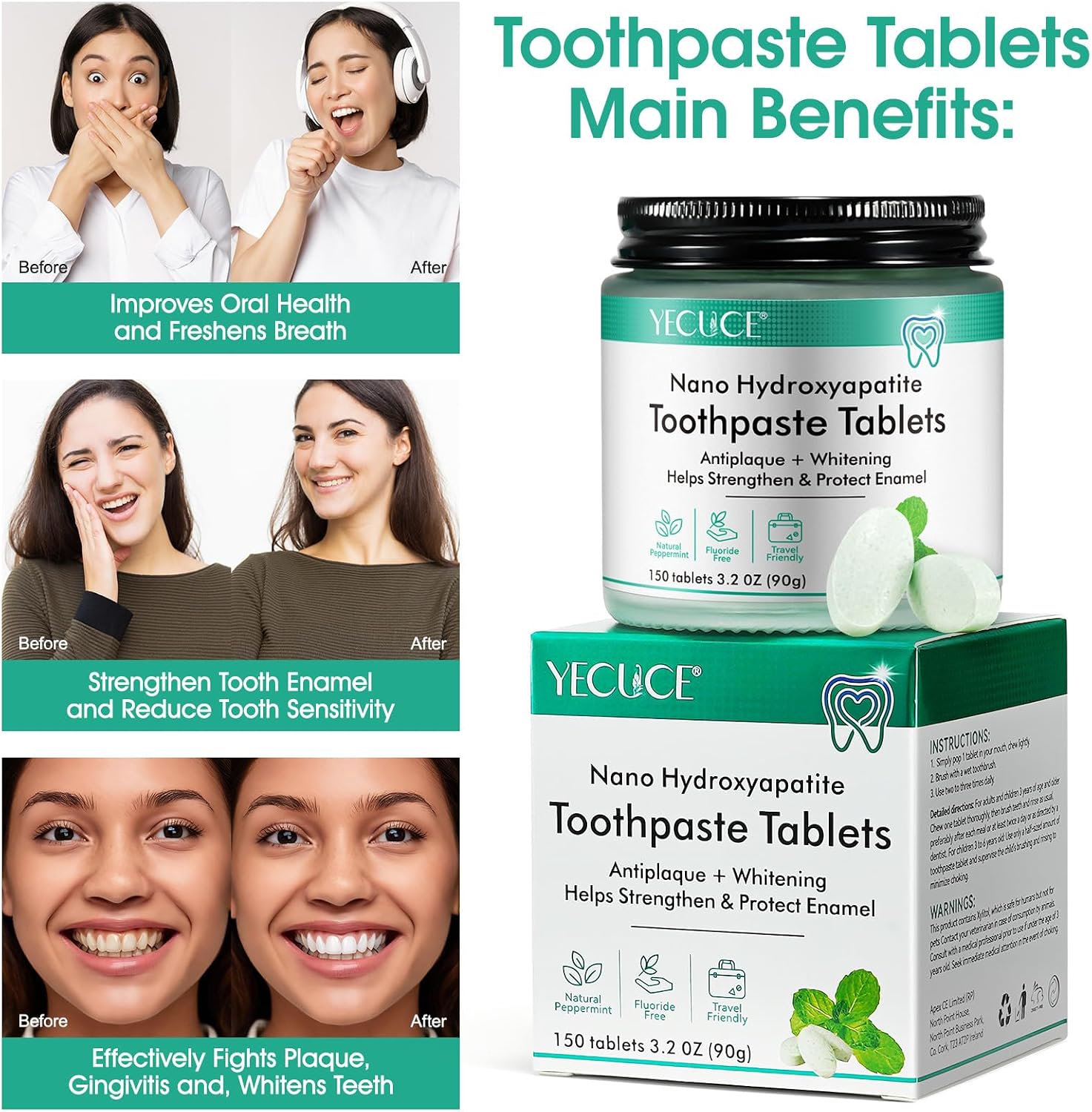 Thumbnail 6 de Nano Hydroxyapatite Toothpaste Tablets 150 Tabs UK