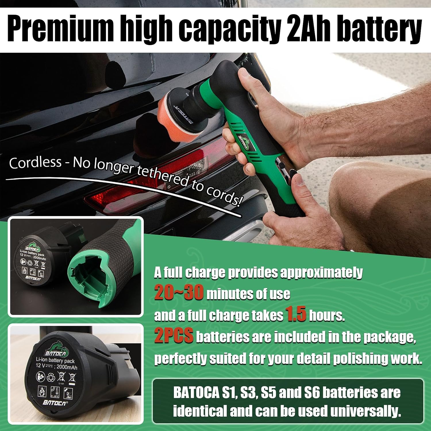 Detalle de BATOCA S5 cordless car polisher 12V
