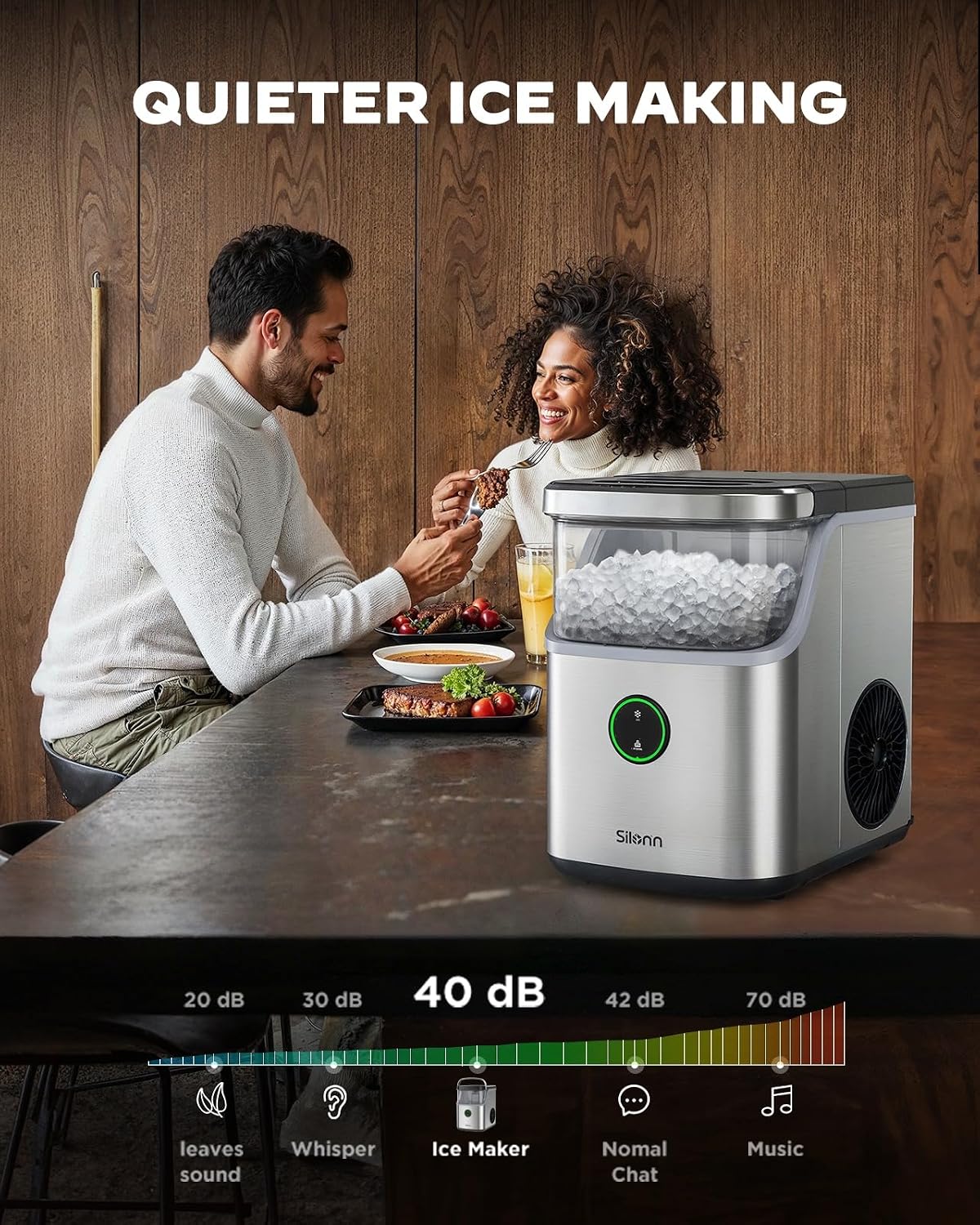 Detalle 2 de Silonn Nugget Ice Maker with 33 lb Daily Output
