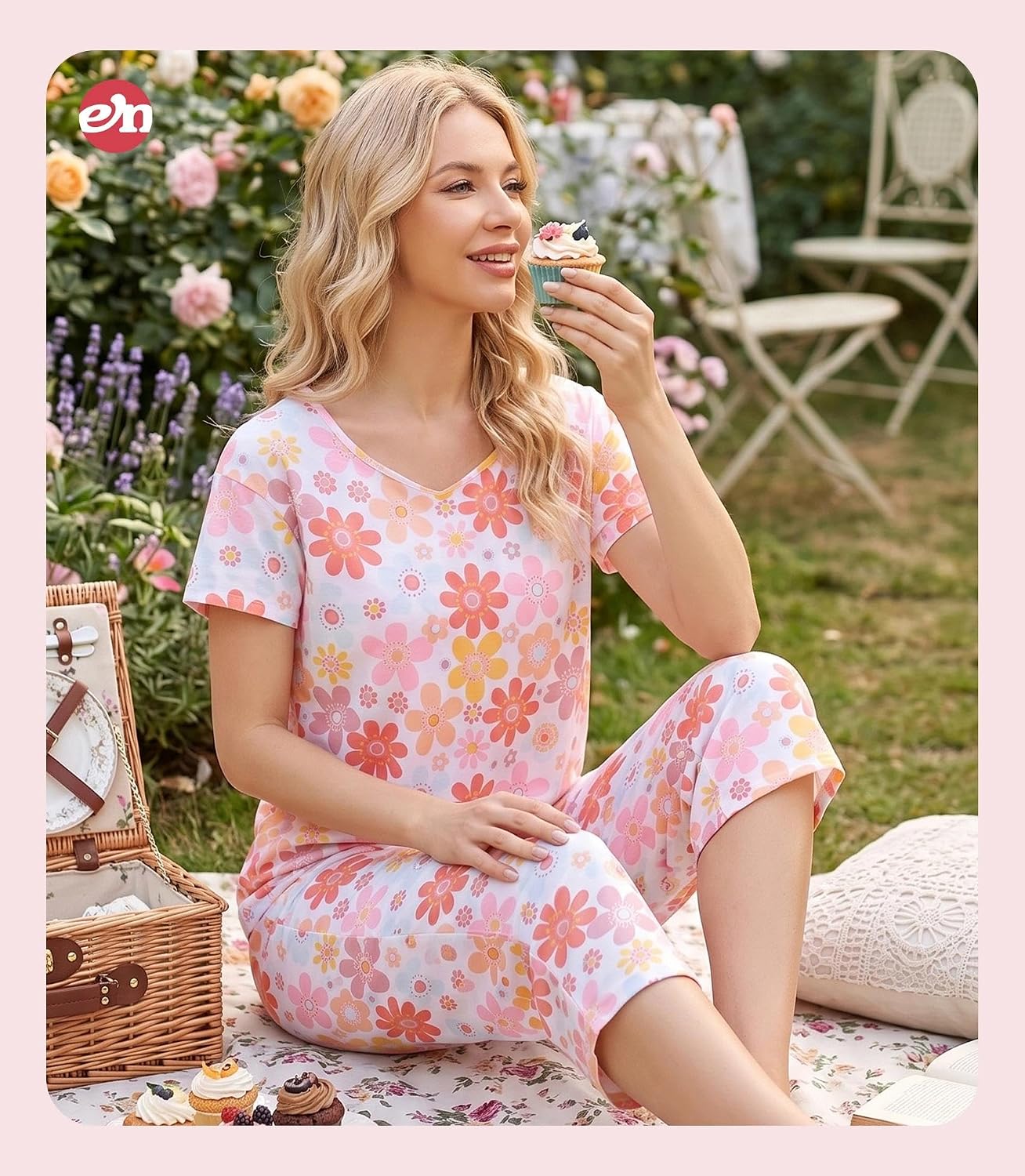 Detalle 2 de ENJOYNIGHT Women's Pajama Set, Cotton Blend