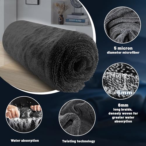 Thumbnail 3 de Ghguole 2pcs 90x70cm Toalla Secado Coche Grande, 1500GSM, Microfibra Doble Cara