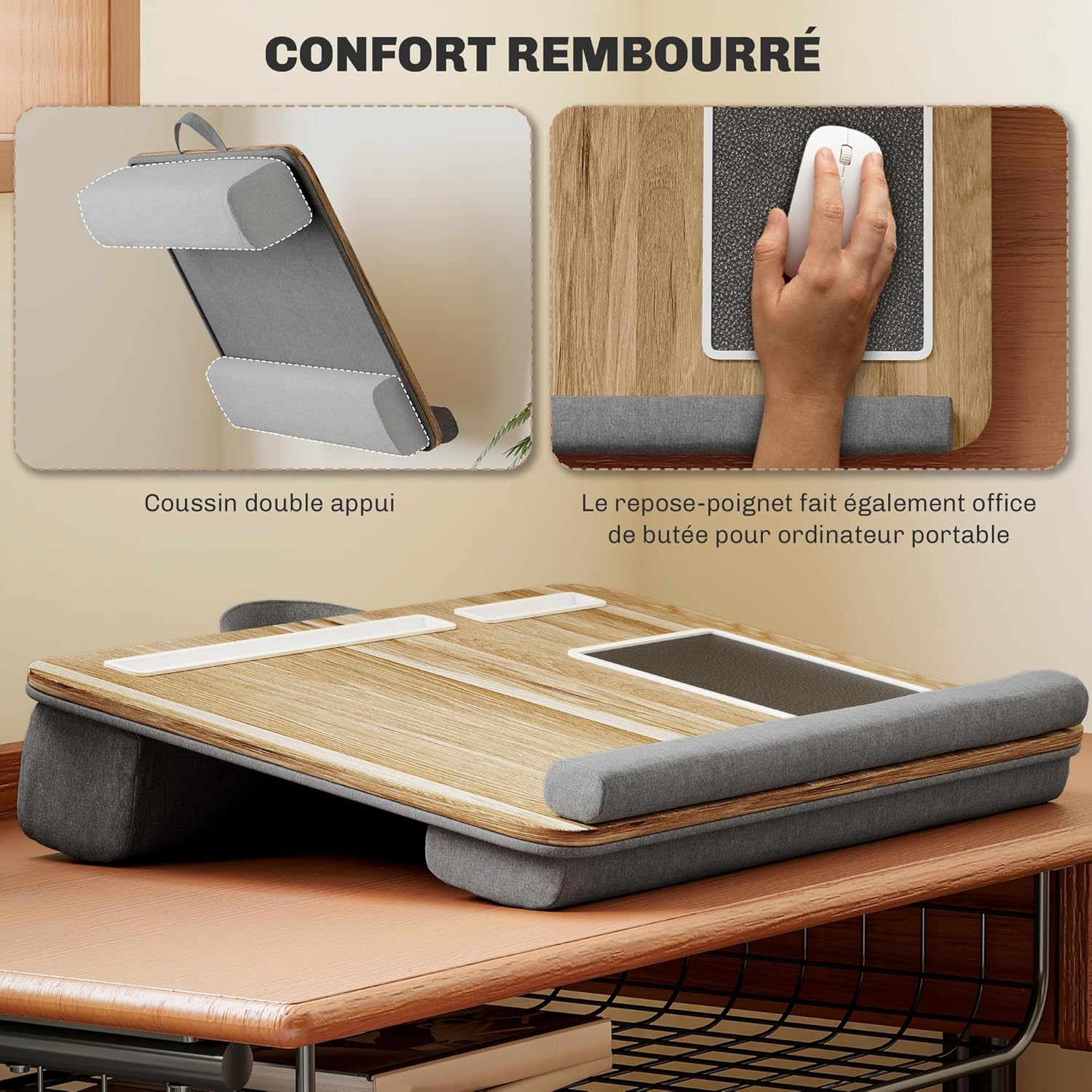 Thumbnail 3 de HOMCOM Support ordinateur lit 55,5 x 37 cm