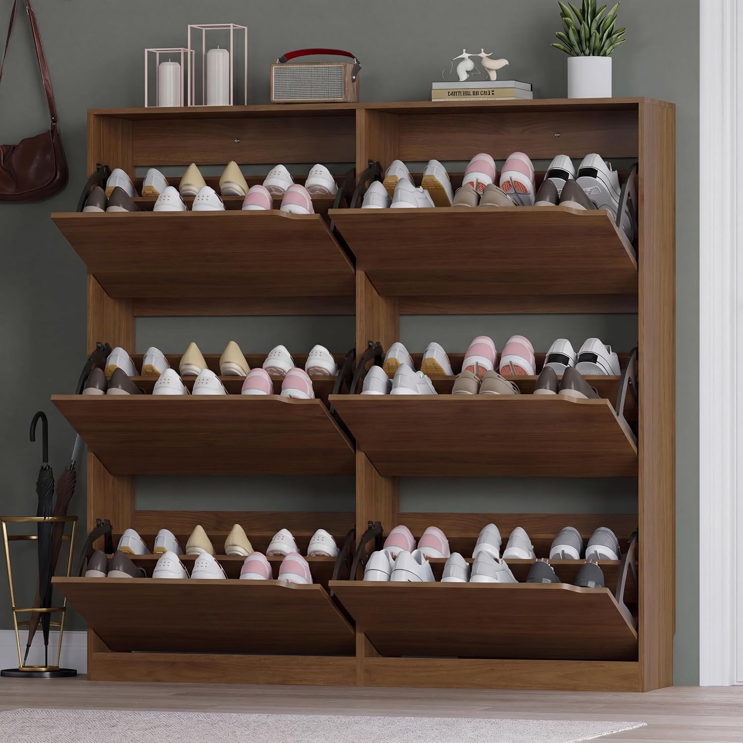 Thumbnail 6 de BORNOON Shoe Cabinet with 6 Flip Drawers