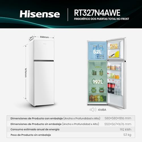 Thumbnail 1 de Hisense RT327N4AWE: frigorífico doble puerta Total No Frost clase E con compresor Inverter