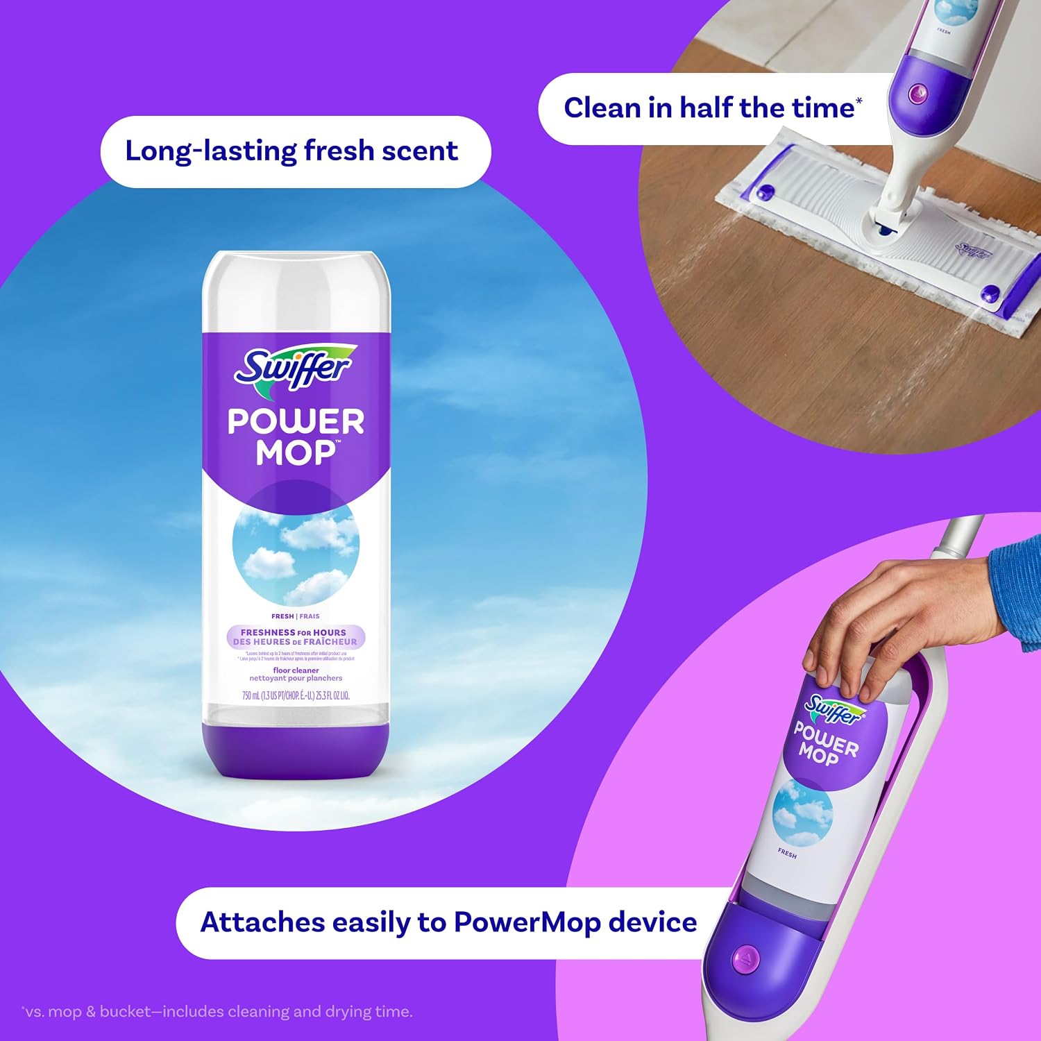Thumbnail 2 de Swiffer PowerMop Liquid Floor Cleaner Refills – Fresh Scent (2 Bottles)