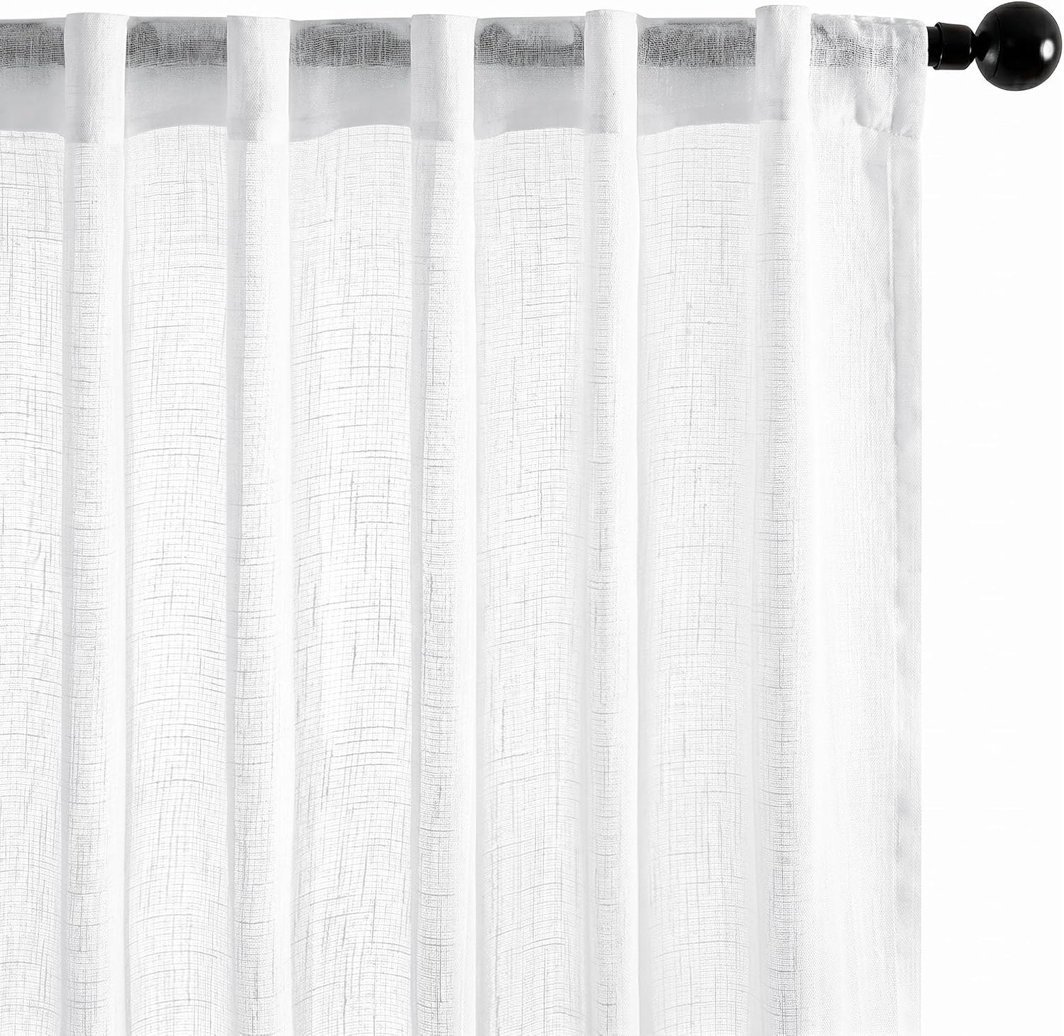Detalle 2 de Deconovo DECTK02706D-S145 voilegordijnen, linnenlook, wit, 140 x 220 cm