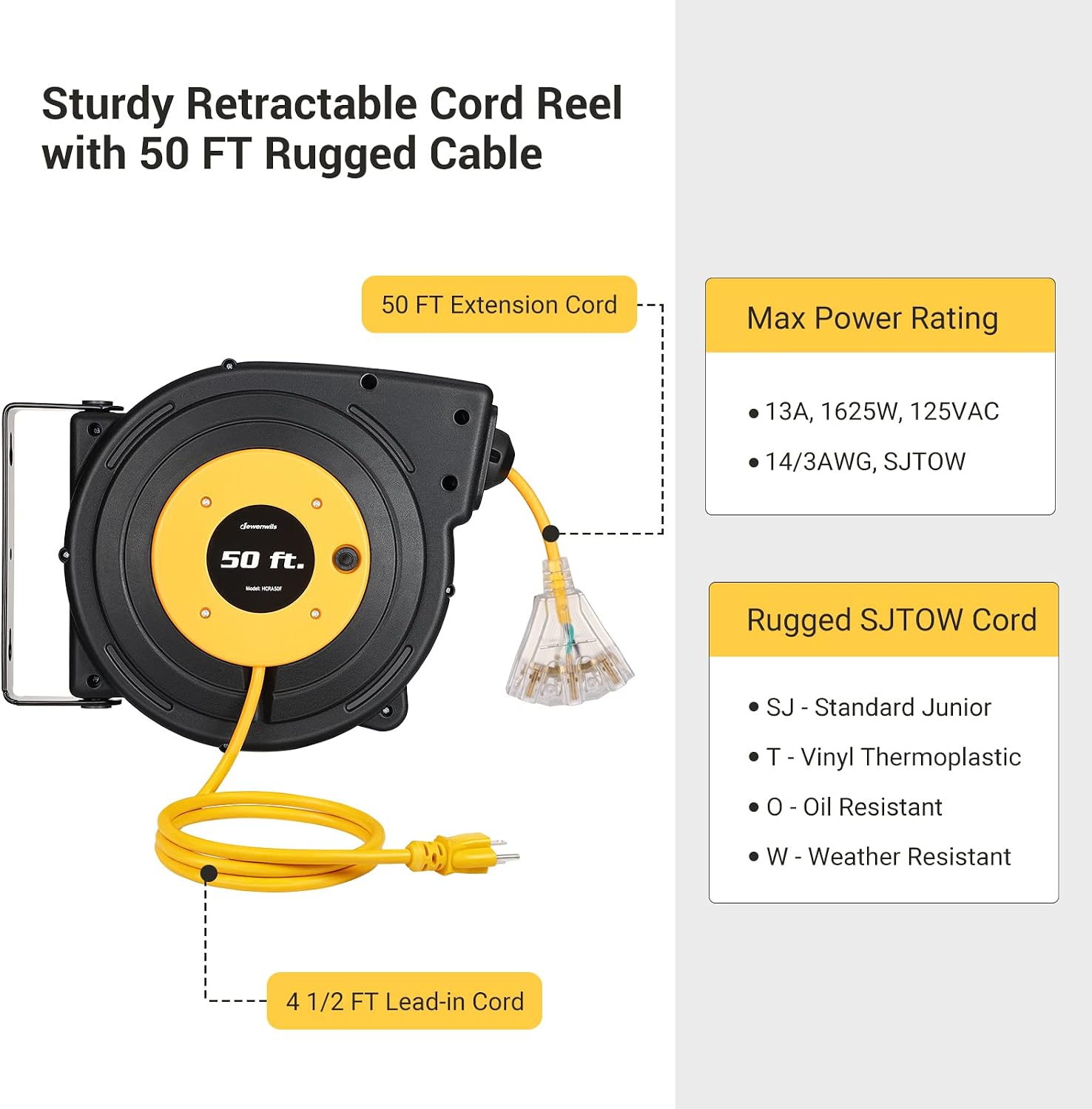 Detalle de DEWENWILS Retractable Cord Reel 50 ft