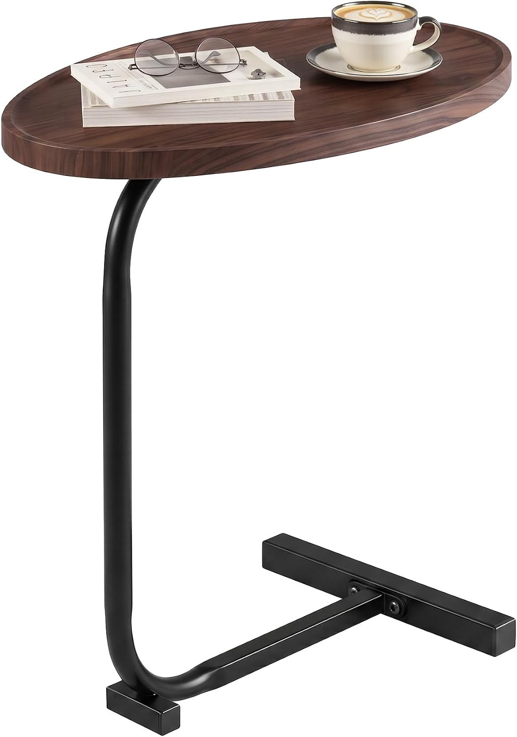 Detalle de VECELO C-Shaped Side Table, Walnut