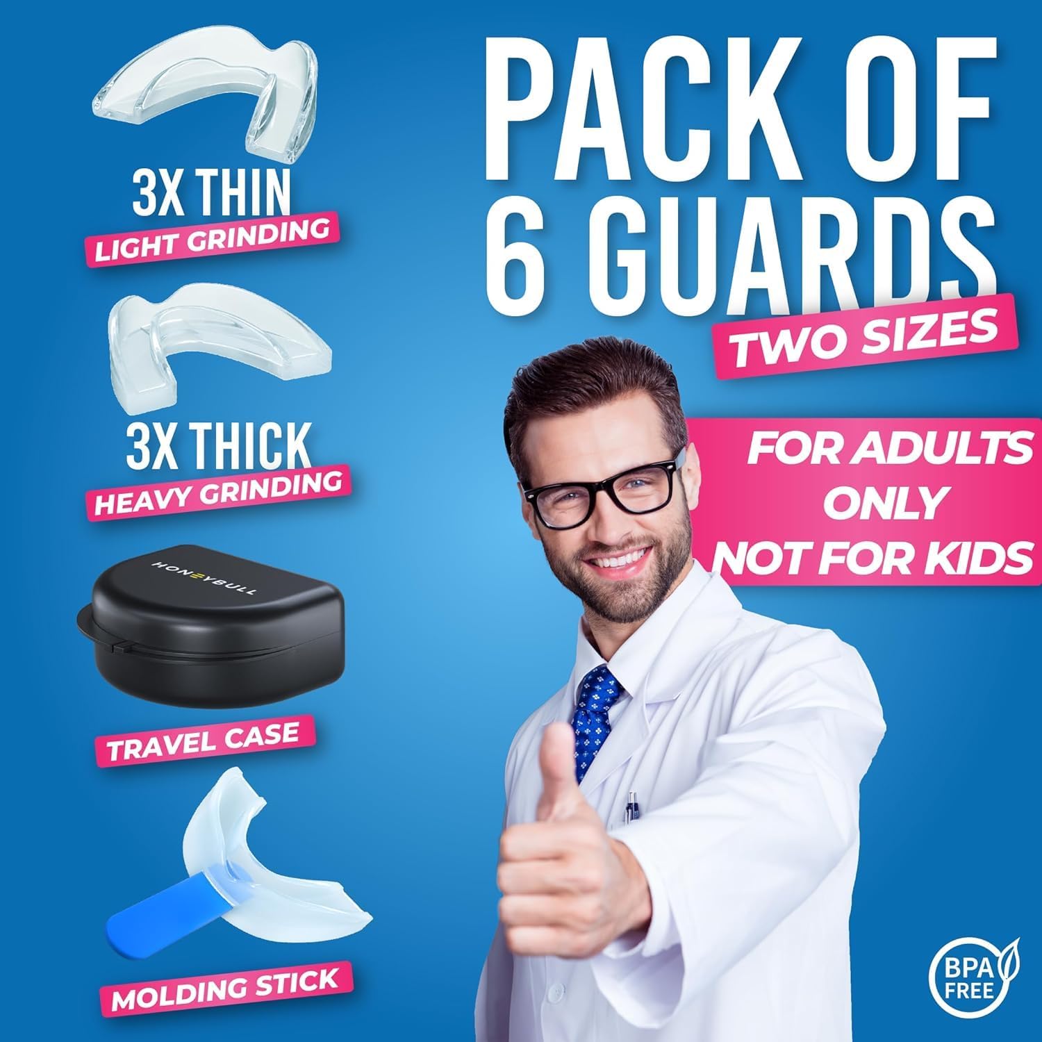Detalle de HONEYBULL Anti Grinding Guard Set: 6-Pack, Two Sizes for Light & Heavy Grinding