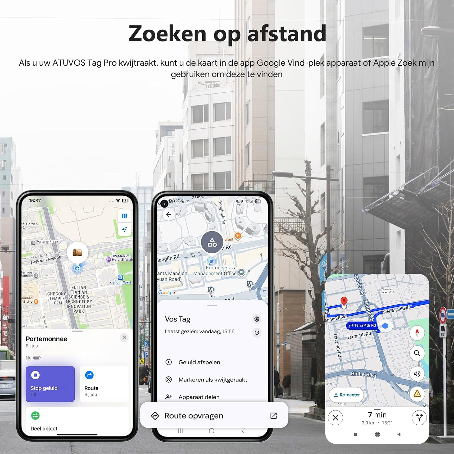 Detalle de ATUVOS Smart Tracker Dual System set van 4, Bluetooth en IP67
