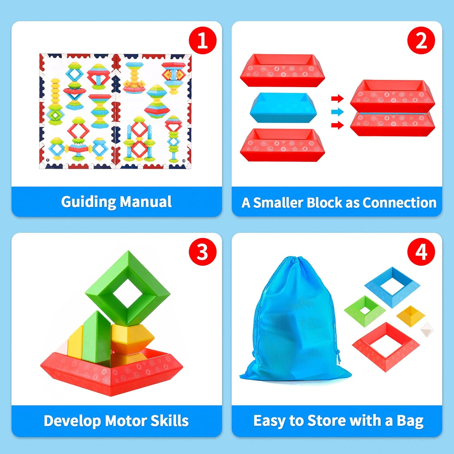 Detalle de Hieoby Montessori 30-Piece Stacking Blocks for Toddlers (Ages 1-4) — Sensory STEM Learning